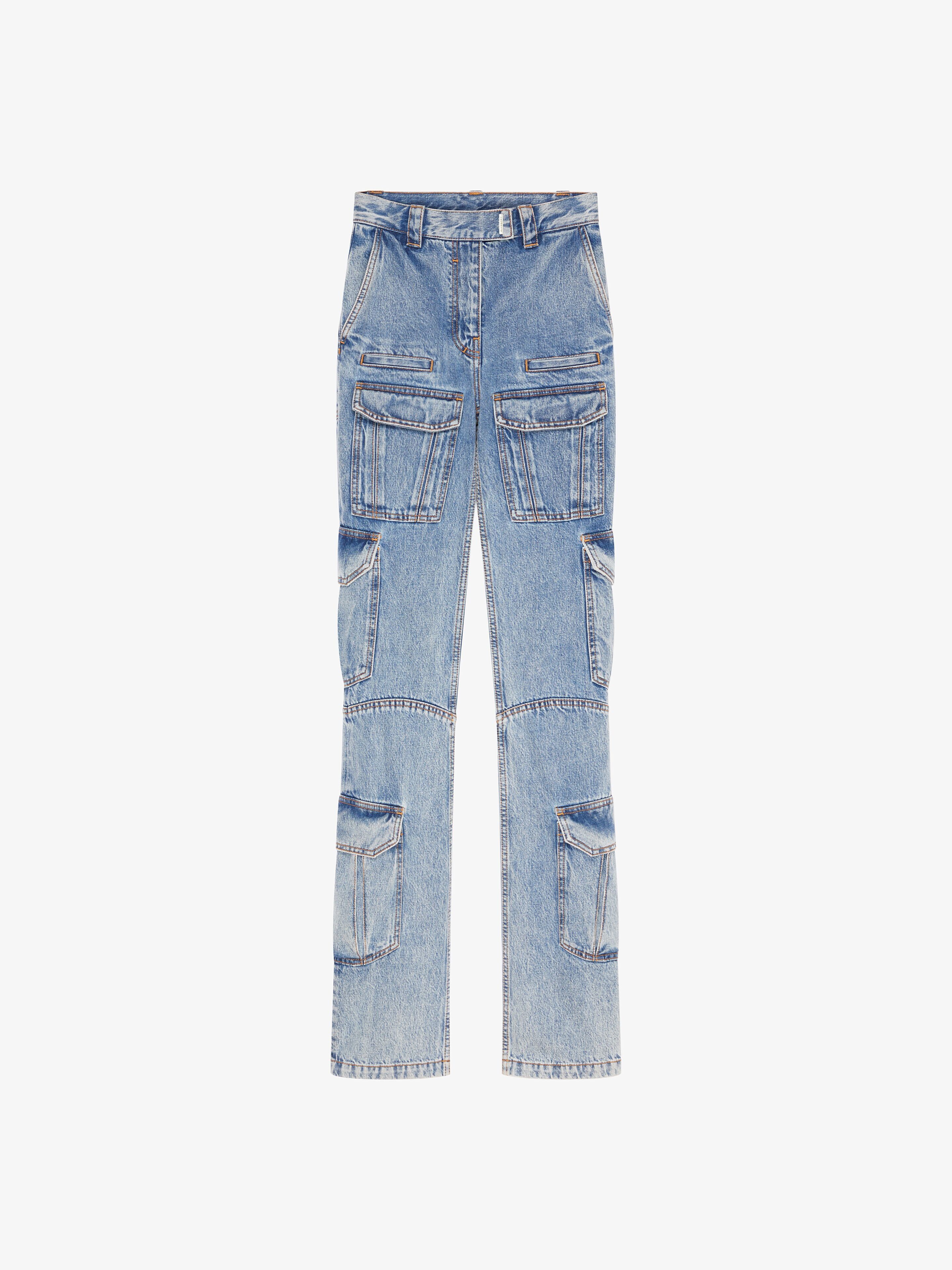 Givenchy o1y0925 Cargo Denim Pant in Blue Size 27" / US 4 / IT 40 - 1 Thumbnail