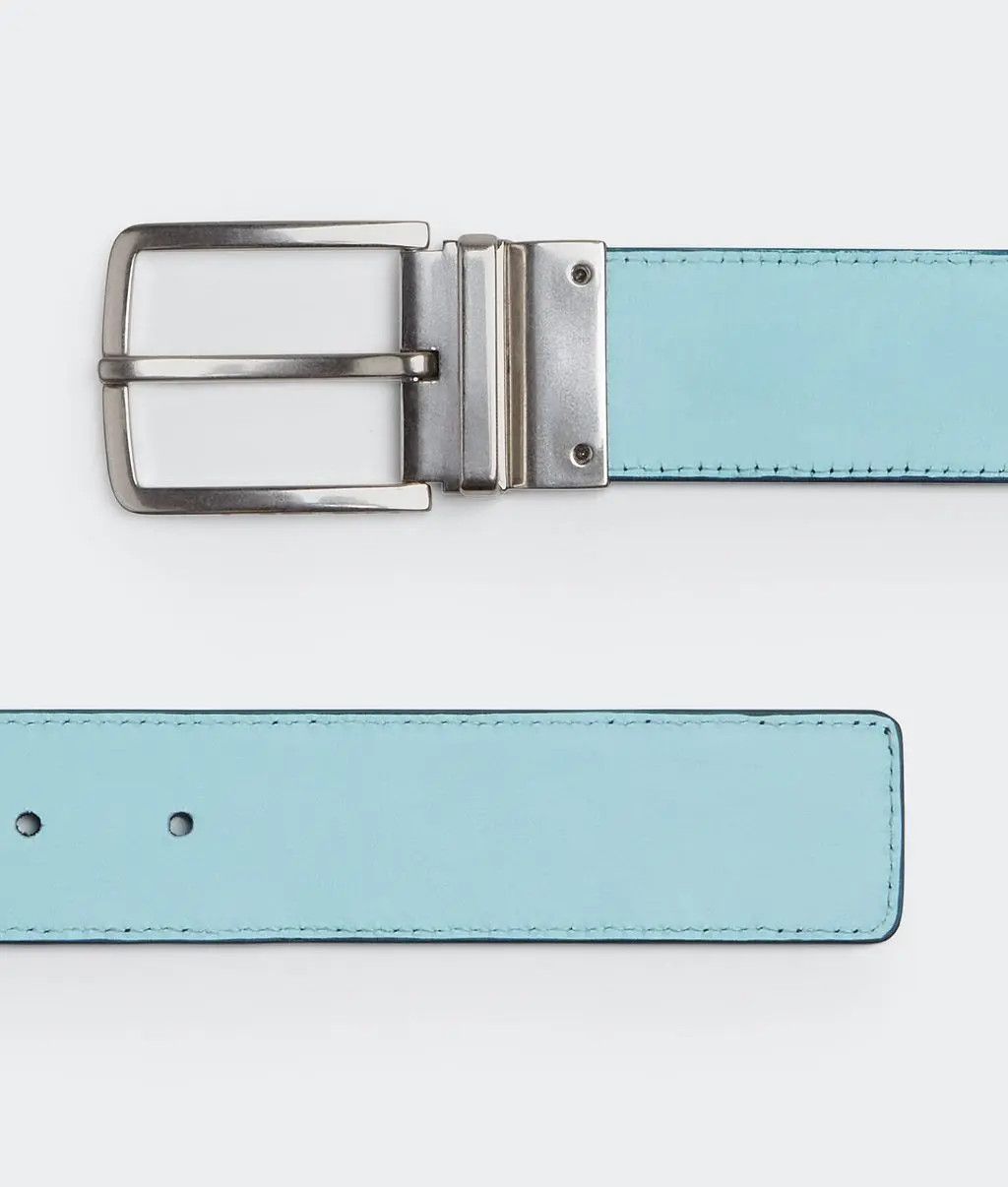 Bottega Veneta o1w1db10525 Size: 105 / Intrecciato Reversible Belt in Blue Size 42 - 4 Thumbnail