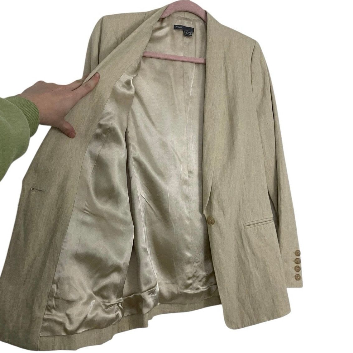 Vince Vince Cream One Button Down Blazer Size L / US 10 / IT 46 - 7 Thumbnail
