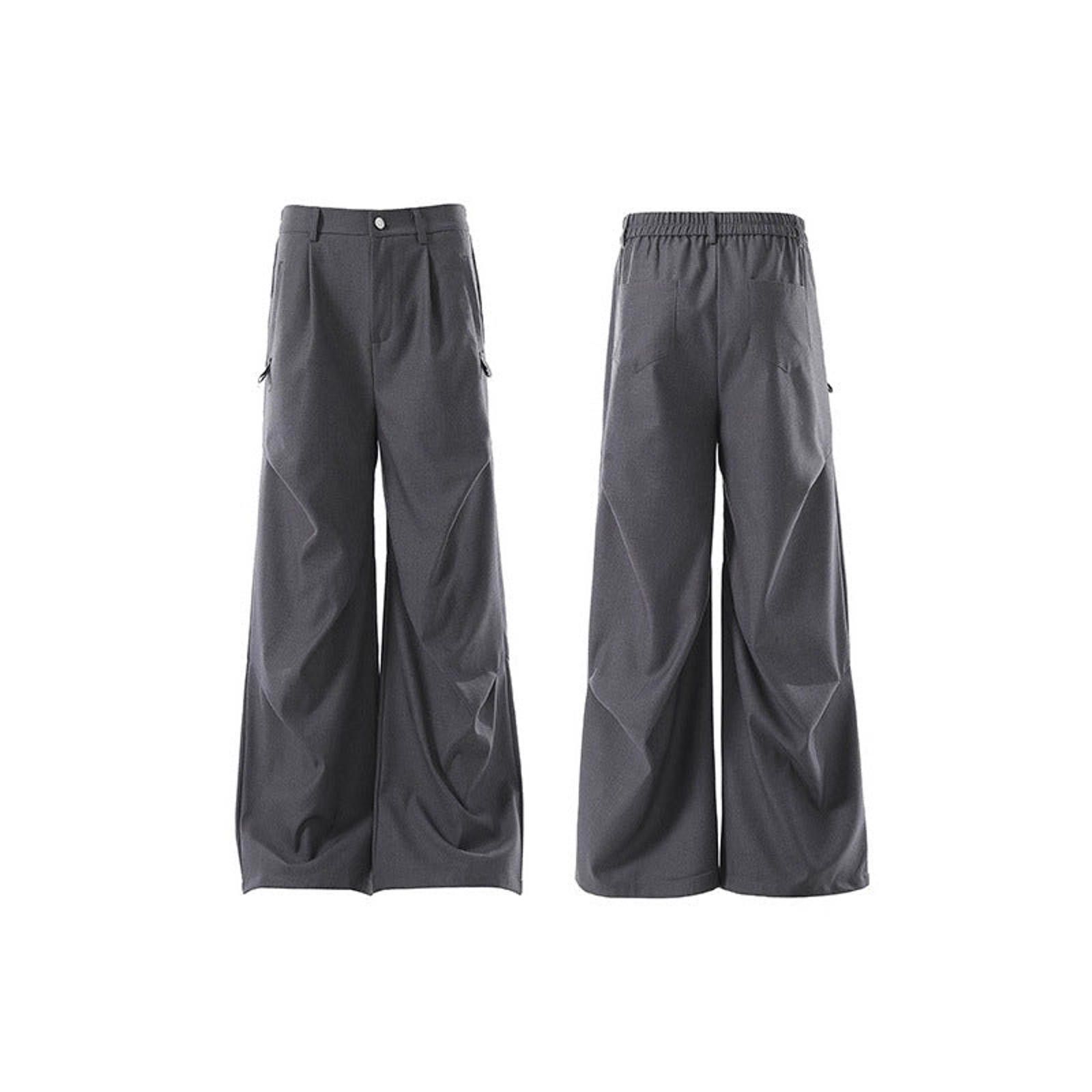 Japanese Brand Gray Wide Leg Casual Pants, Baggy Menswear Trousers Size US 32 / EU 48 - 5 Thumbnail