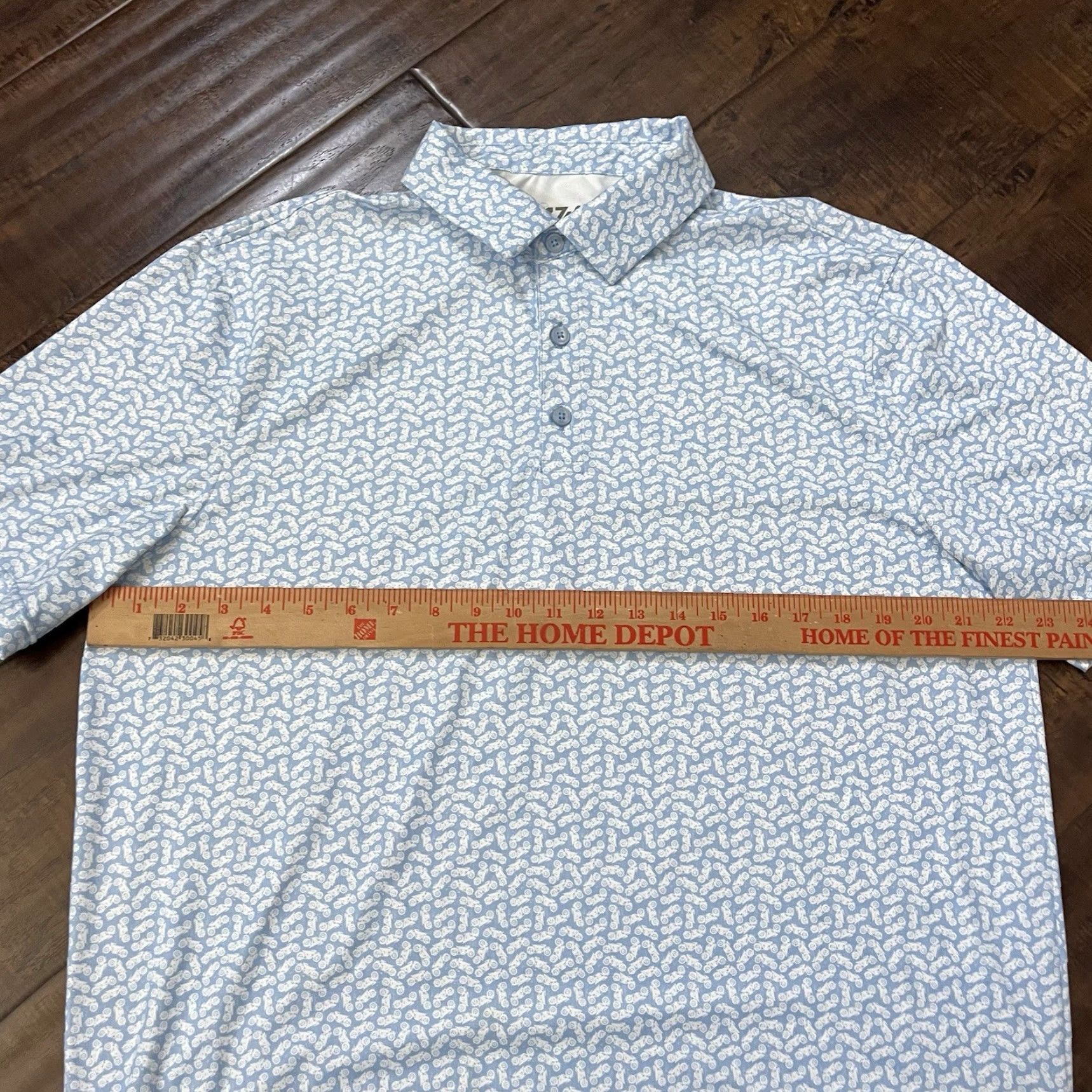 Vintage 1764 Mens Large Golf Polo Shirt Blue Motorcycle AOP Print Performance Shirt Polo Sports Size US L / EU 52-54 / 3 - 5 Thumbnail