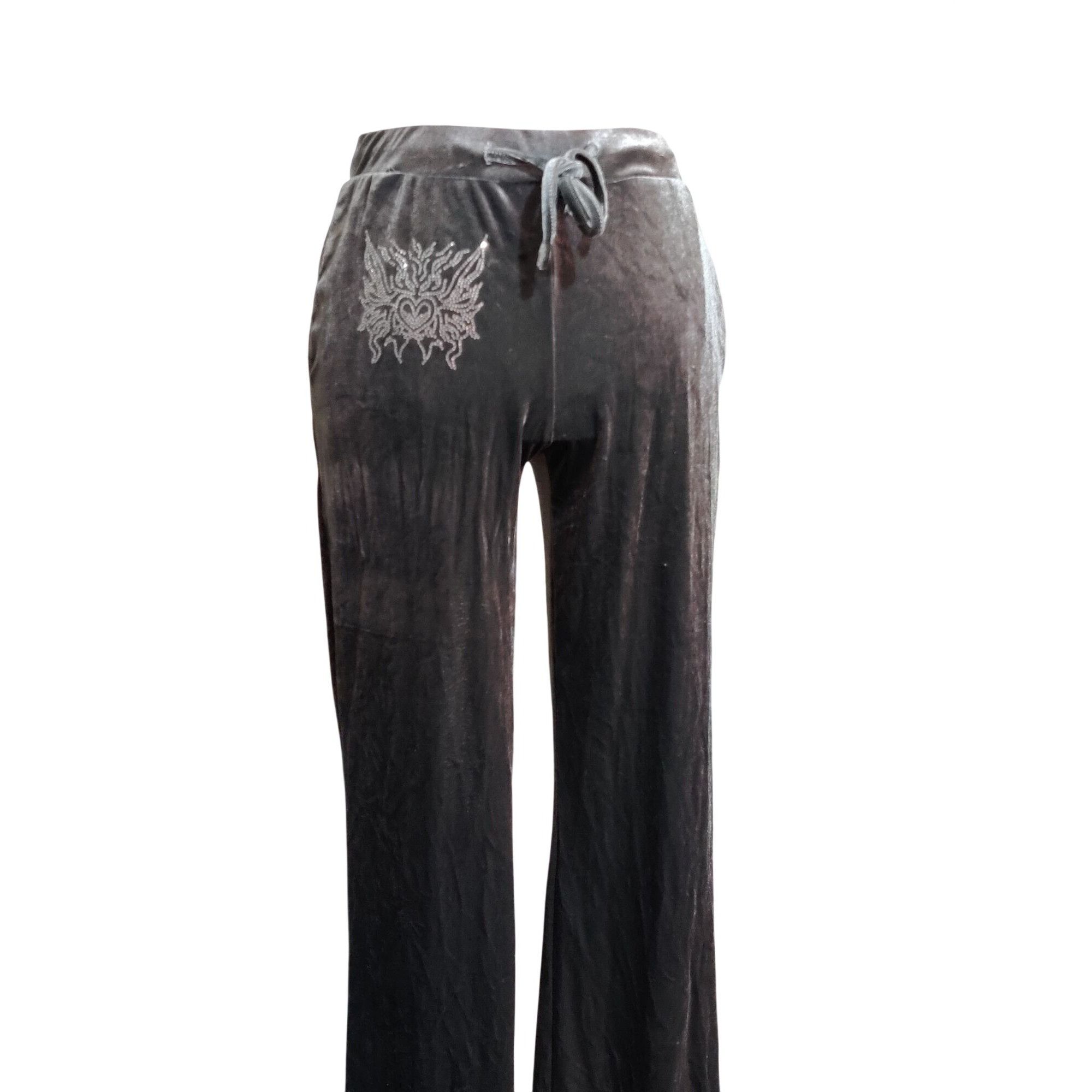 Shein Shein M 6 Womens Gray Velour Flare Pants Drawstring Stretch Size 28" / US 6 / IT 42 - 12 Thumbnail