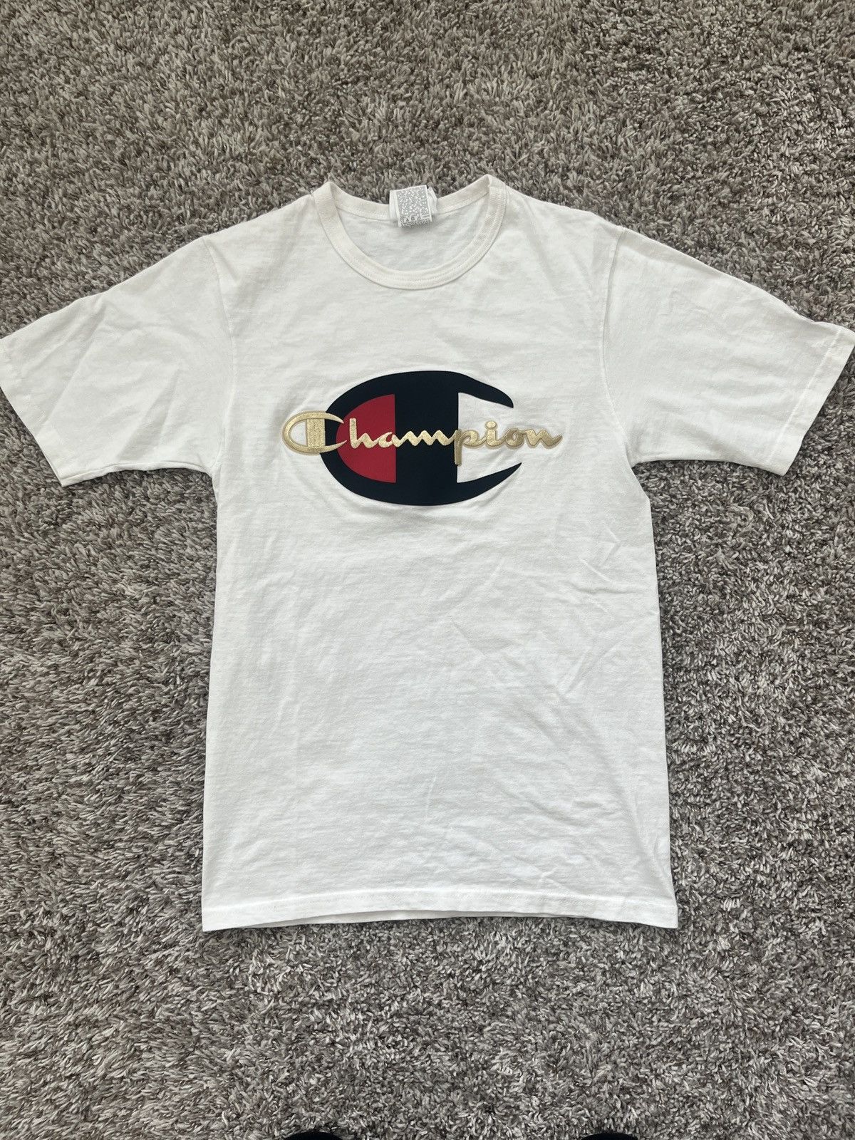 Champion × Vintage Champion White T-Shirt Size Small Embroidered Logo Size US S / EU 44-46 / 1 - 1 Thumbnail
