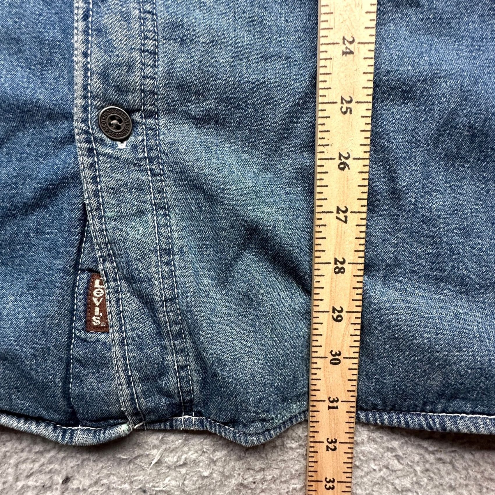 Levi's VINTAGE Levi's Denim Fleece Lined Plaid Button Up Long Sleeve Shirt Men XL Blue Size US XL / EU 56 / 4 - 6 Thumbnail