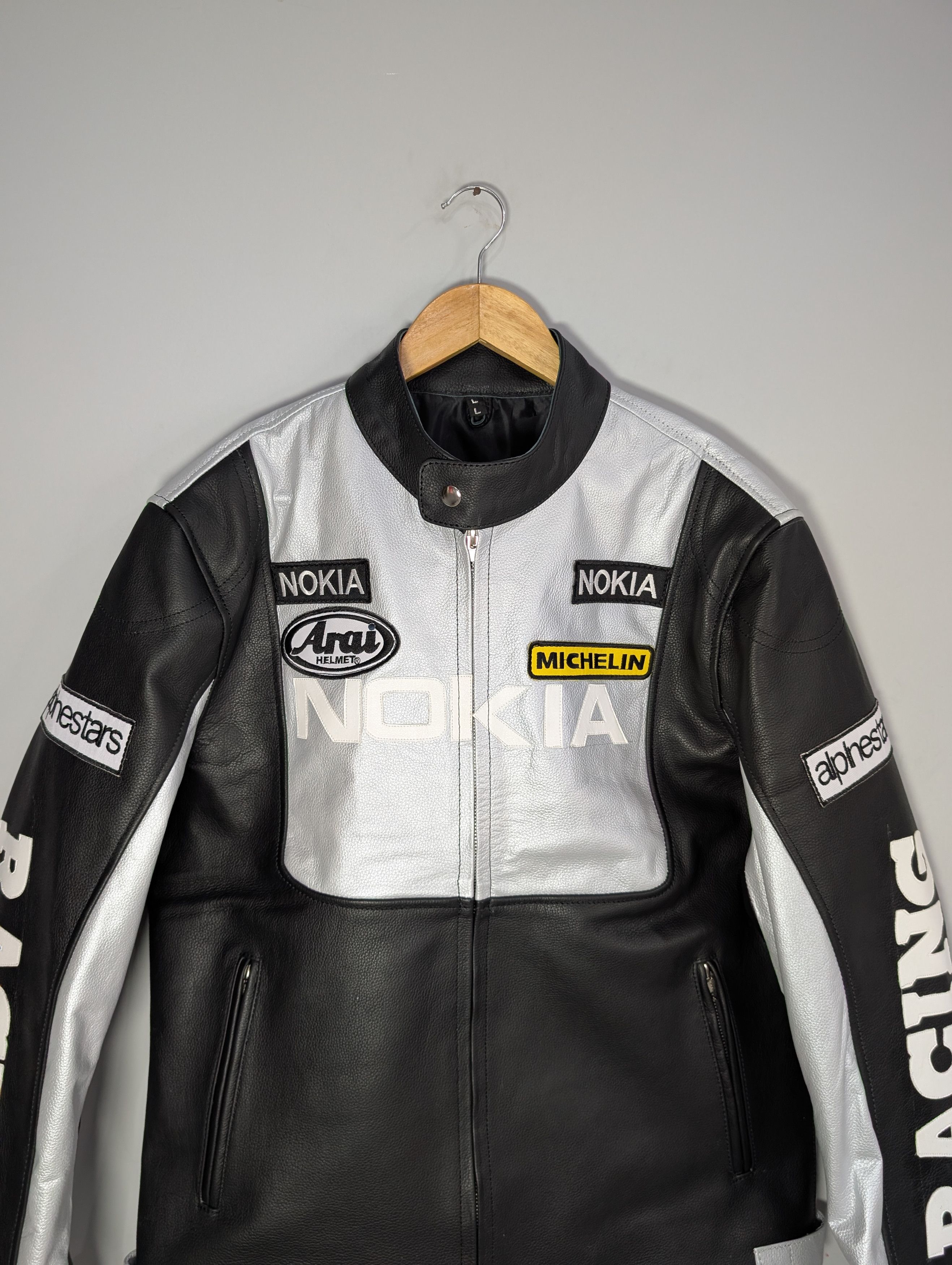 Vintage 🔥NOKIA🔥 Vintage 90s Racing Real Cowhide Leather Jacket Size S / US 4 / IT 40 - 3 Thumbnail