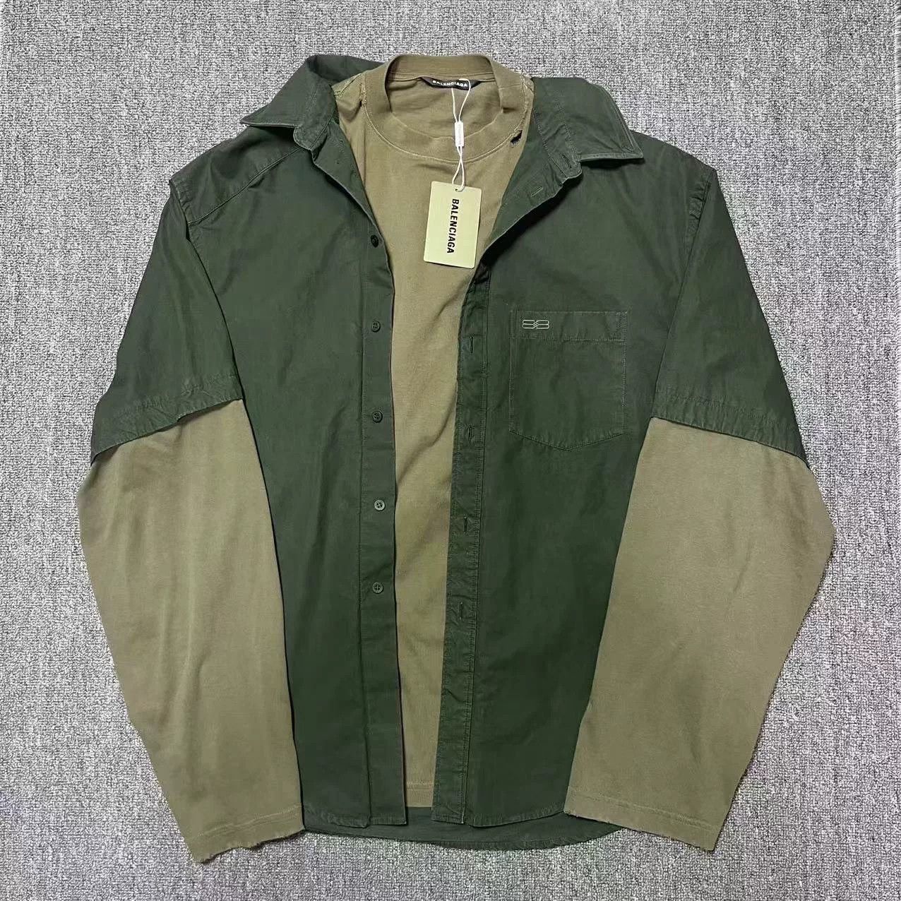 Balenciaga Balenciaga Layered Paneled Coat Shirt Size US L / EU 52-54 / 3 - 1 Thumbnail