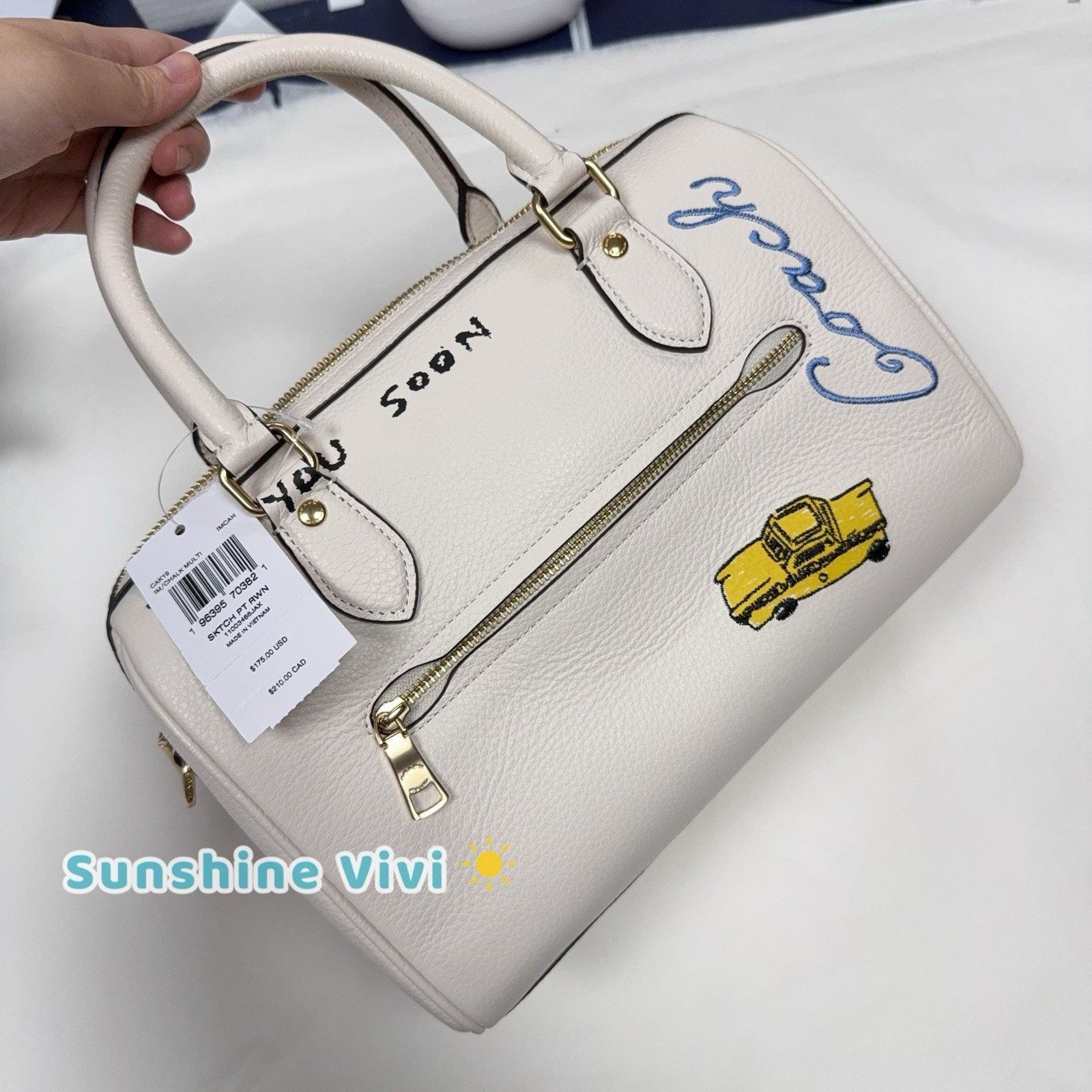Coach NWT Coach Rowan Satchel Bag Sketch CAK19 Gold/chalk multi Size ONE SIZE - 3 Thumbnail