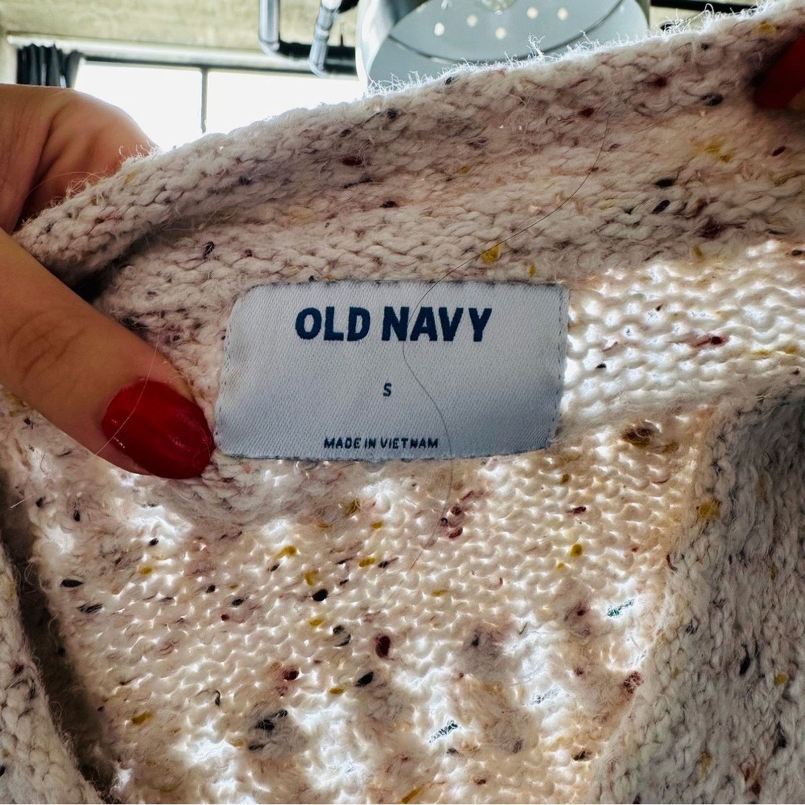 Old Navy OLD NAVY White Marl Chunky Crew Woven Crop Pullover Sweater Size S / US 4 / IT 40 - 5 Thumbnail