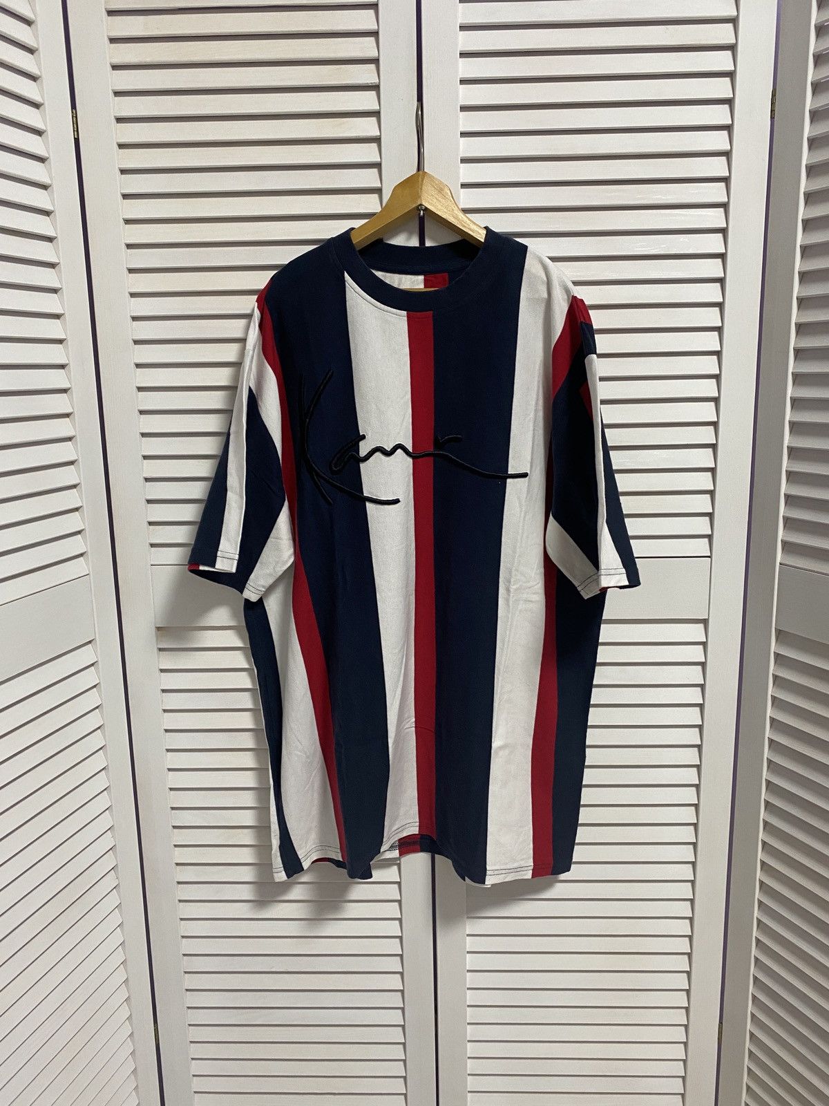 Karl Kani × Vintage 🥰 Karl Kani T Shirt Big Logo Striped Baggy Y2K 90s Size US M / EU 48-50 / 2 - 1 Thumbnail