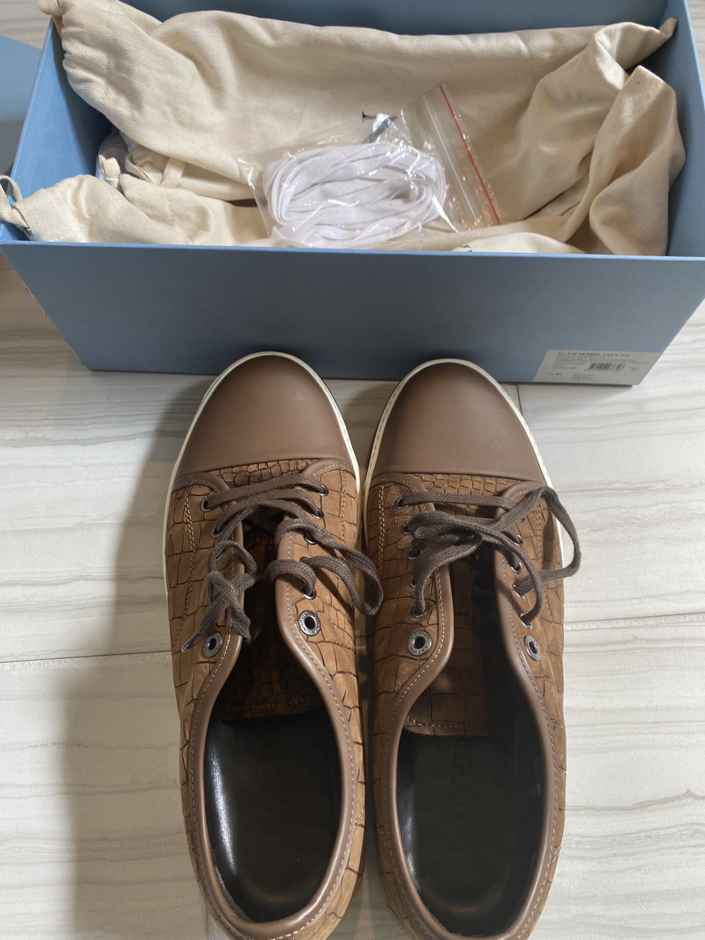 Lanvin DBB1 Leather and Suede Sneakers Size US 11 / EU 44 - 3 Thumbnail