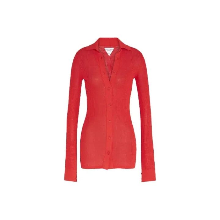 Bottega Veneta Bottega Veneta SS21 Red Mesh Long Cardigan Size M / US 6-8 / IT 42-44 - 1 Thumbnail
