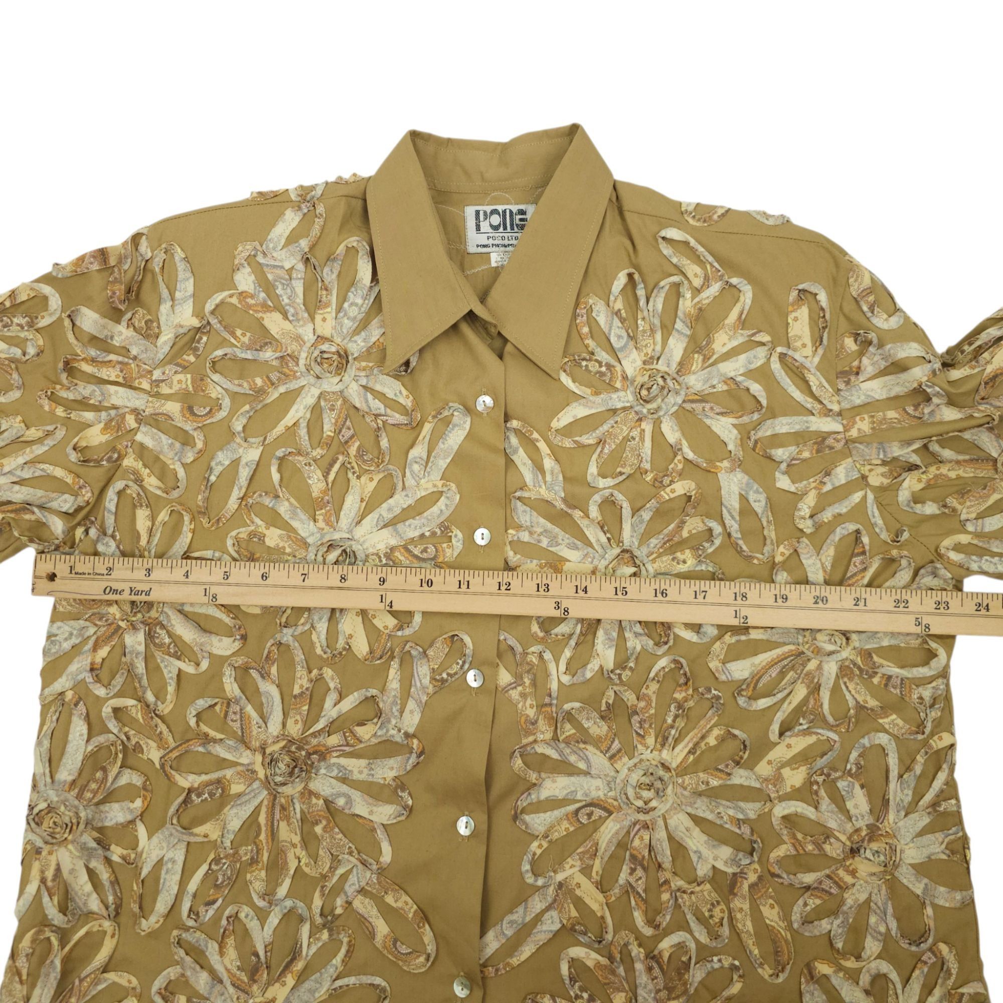 Other Pong Poco Shirt XL 3D Floral Appliqué Fabric Ribbons Bohemia Size XL / US 12-14 / IT 48-50 - 4 Thumbnail