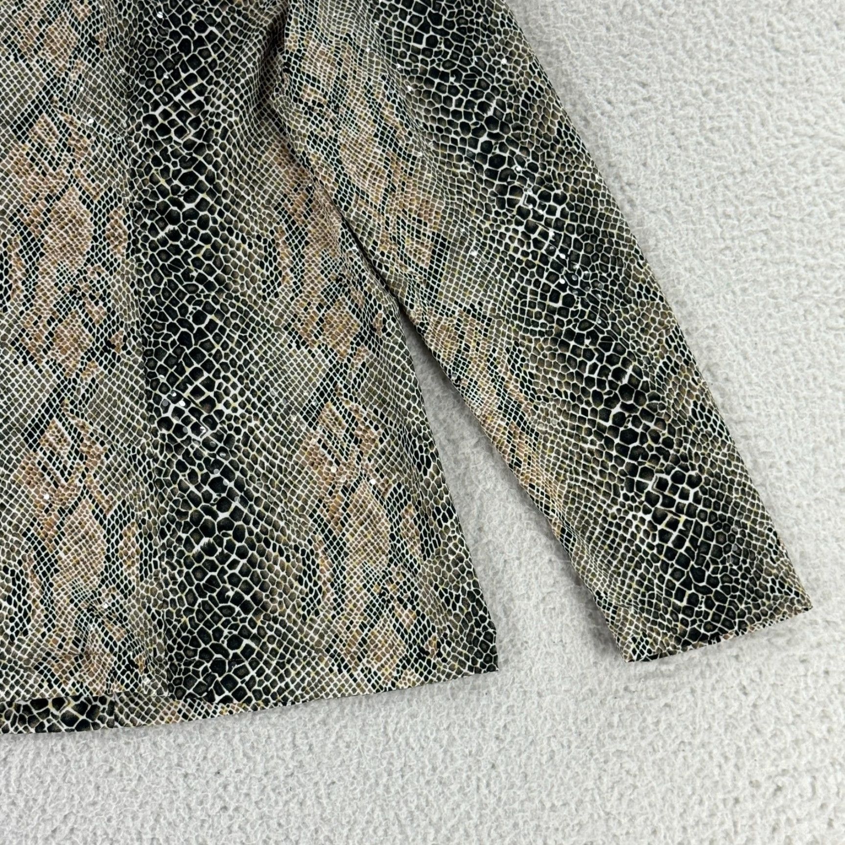 Vintage Exclusively Misook Jacket Womens Medium Brown Black Snakeskin Sequins Full Zip Jacket Size M / US 6-8 / IT 42-44 - 4 Thumbnail