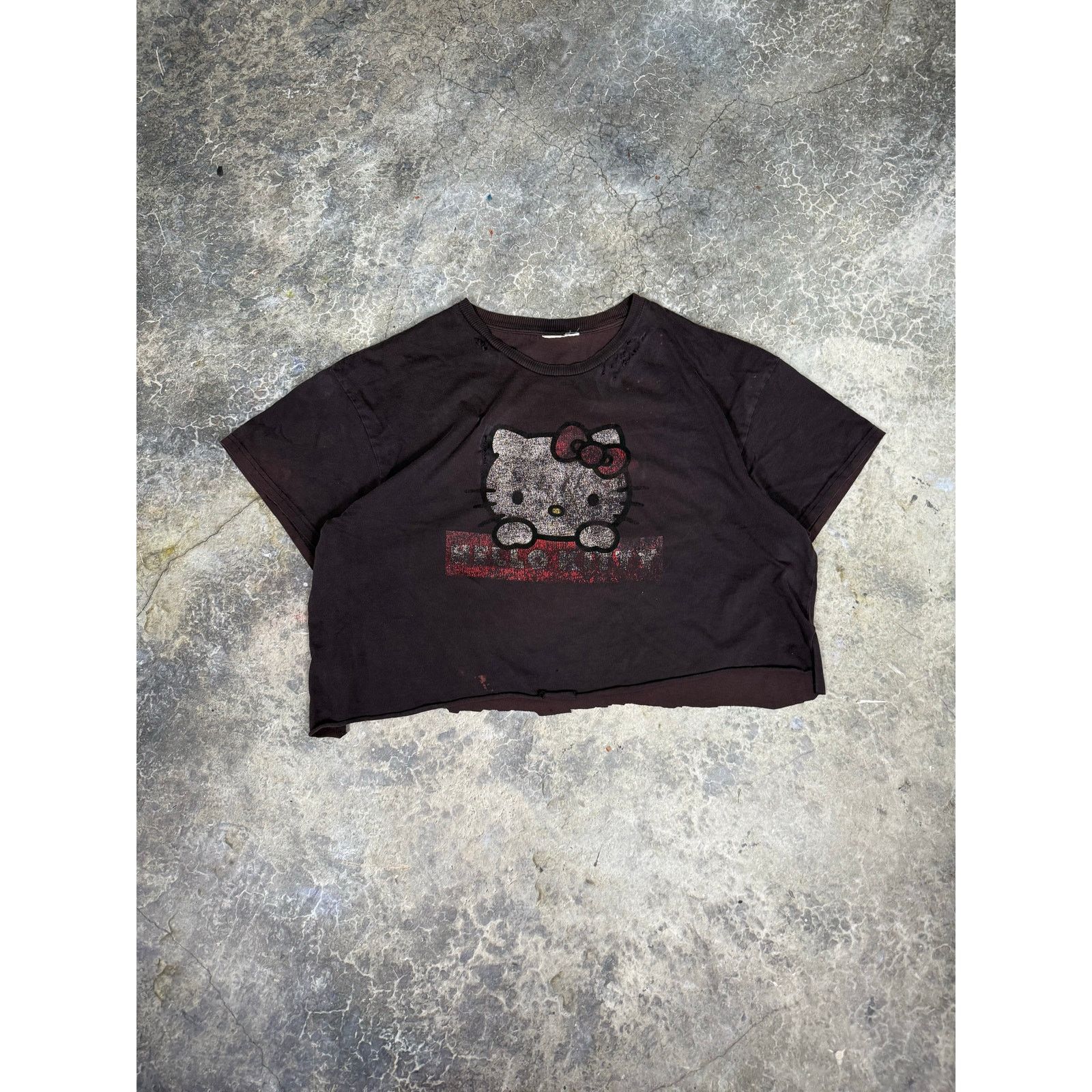 Shredded Cropped Hello Kitty Tee