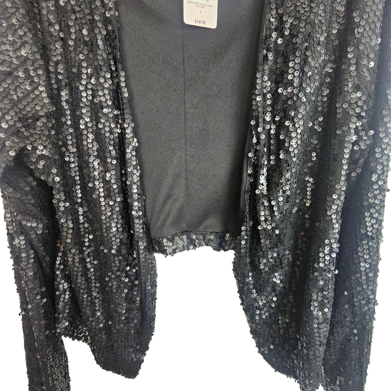 Torrid Torrid Womens Cropped Drape Front Sequin Jacket Plus Size 1X Size XL / US 12-14 / IT 48-50 - 3 Thumbnail