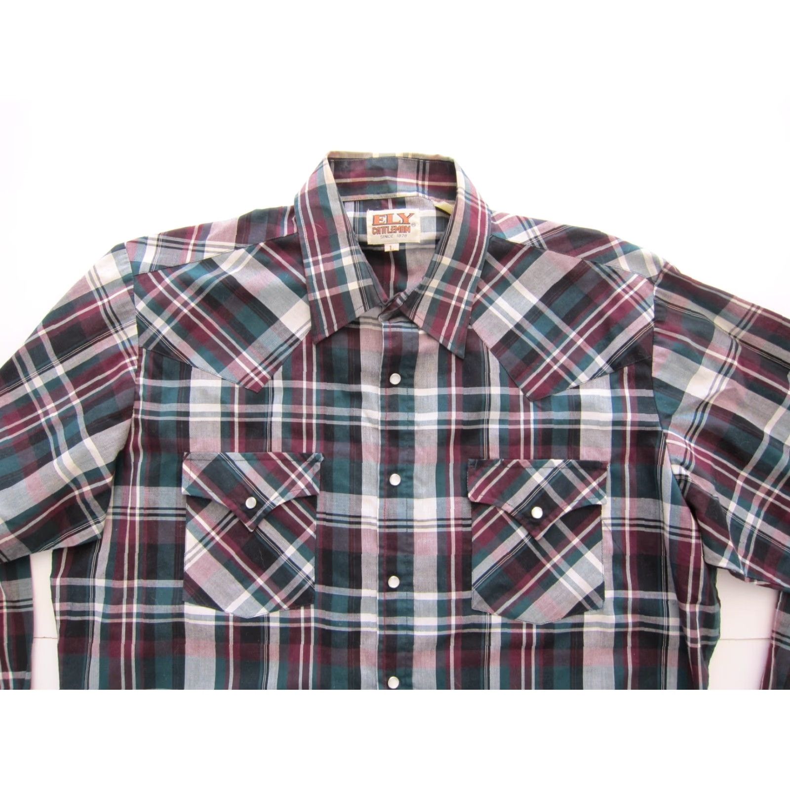 Vintage VINTAGE Ely Cattleman Pink Green Plaid Long Sleeve Button-Down Western Shirt L Size US L / EU 52-54 / 3 - 6 Thumbnail