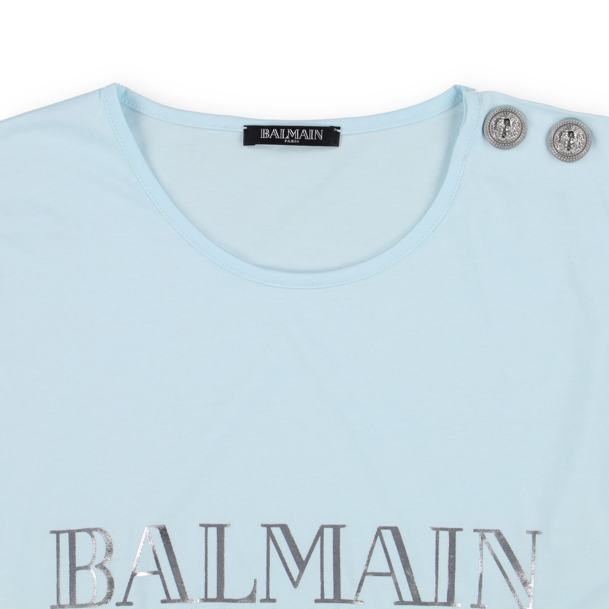 Balmain Baby Blue Metallic Silver Logo Lion Buttons Tank Top Size XS / US 0-2 / IT 36-38 - 5 Thumbnail