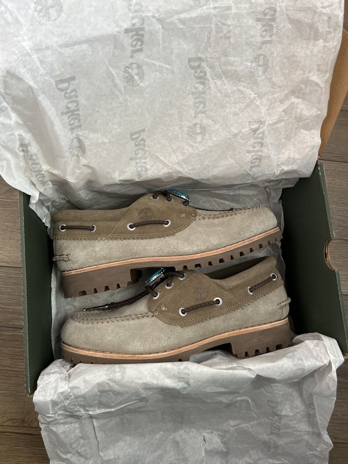 Packer Shoes × Timberland × Vintage PACKER X 3-EYE LUG HANDSEWN BOAT SHOE "SANTA FE" Size US 9 / EU 42 - 3 Thumbnail