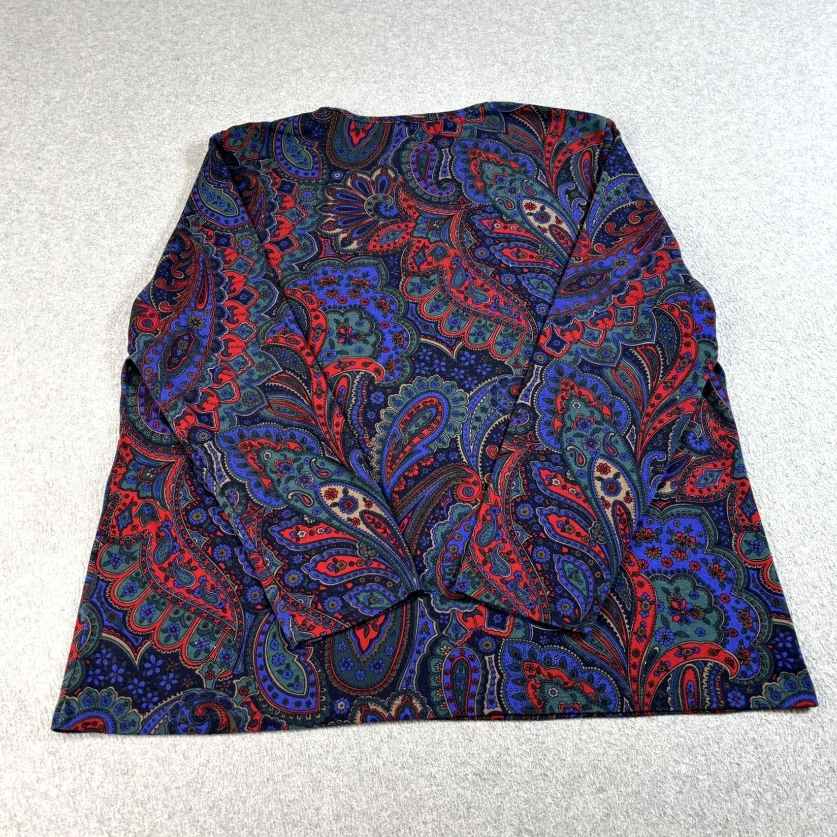 Ralph Lauren Lauren Ralph Lauren Womens 2X Blue Red Paisley Stretch Long Sleeve Shirt Artsy Size XXL / US 16-18 / IT 52-54 - 2 Thumbnail