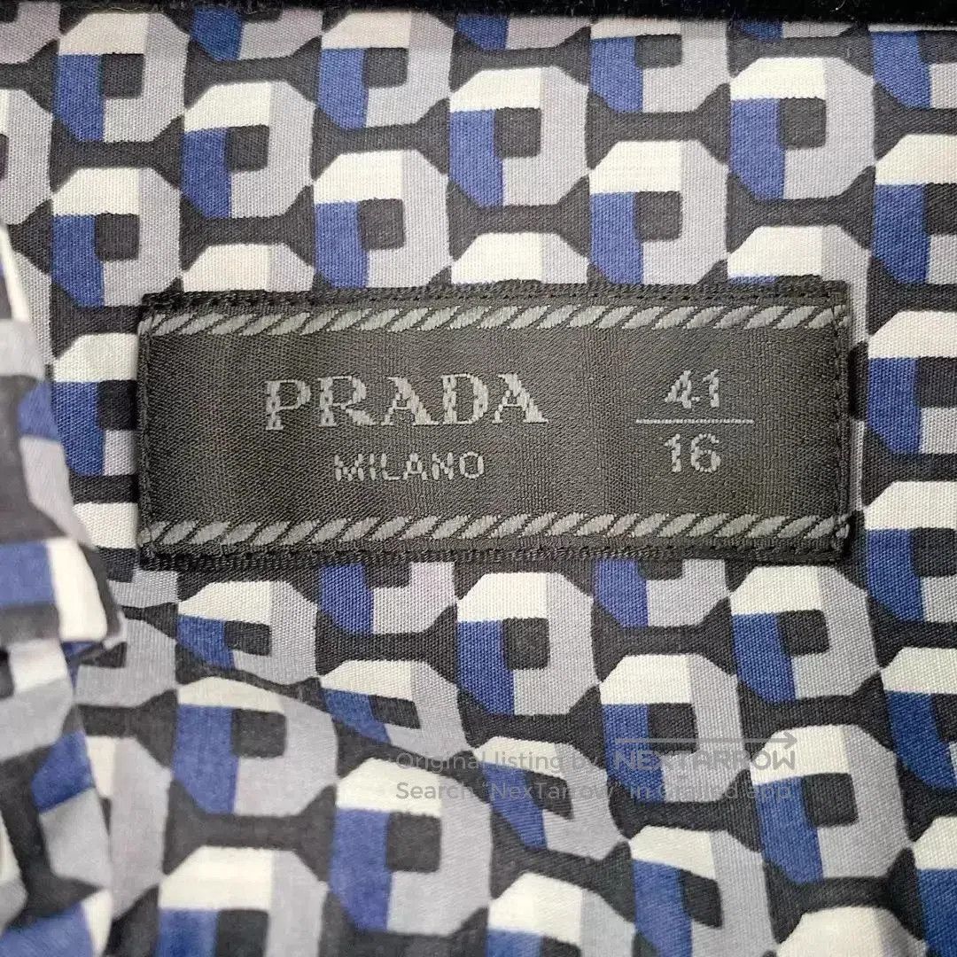 Prada Blue Patterned Long Sleeve Button-Up Shirt. Size US L / EU 52-54 / 3 - 5 Thumbnail