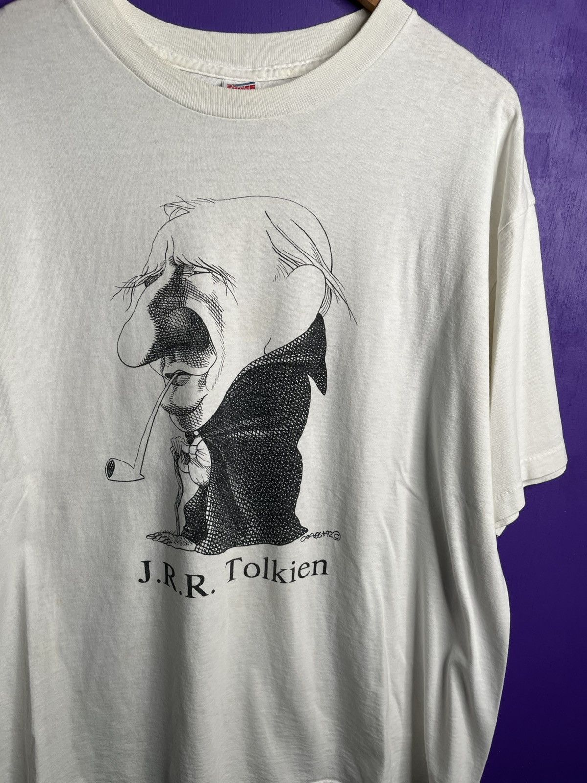 Vintage Vintage 1992 JRR Tolkien big head t-shirt Size US XL / EU 56 / 4 - 3 Thumbnail