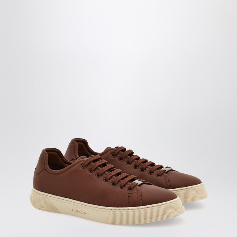 Salvatore Ferragamo Ferragamo Brown Leather Sneakers Size US 6 / EU 39 - 1 Thumbnail