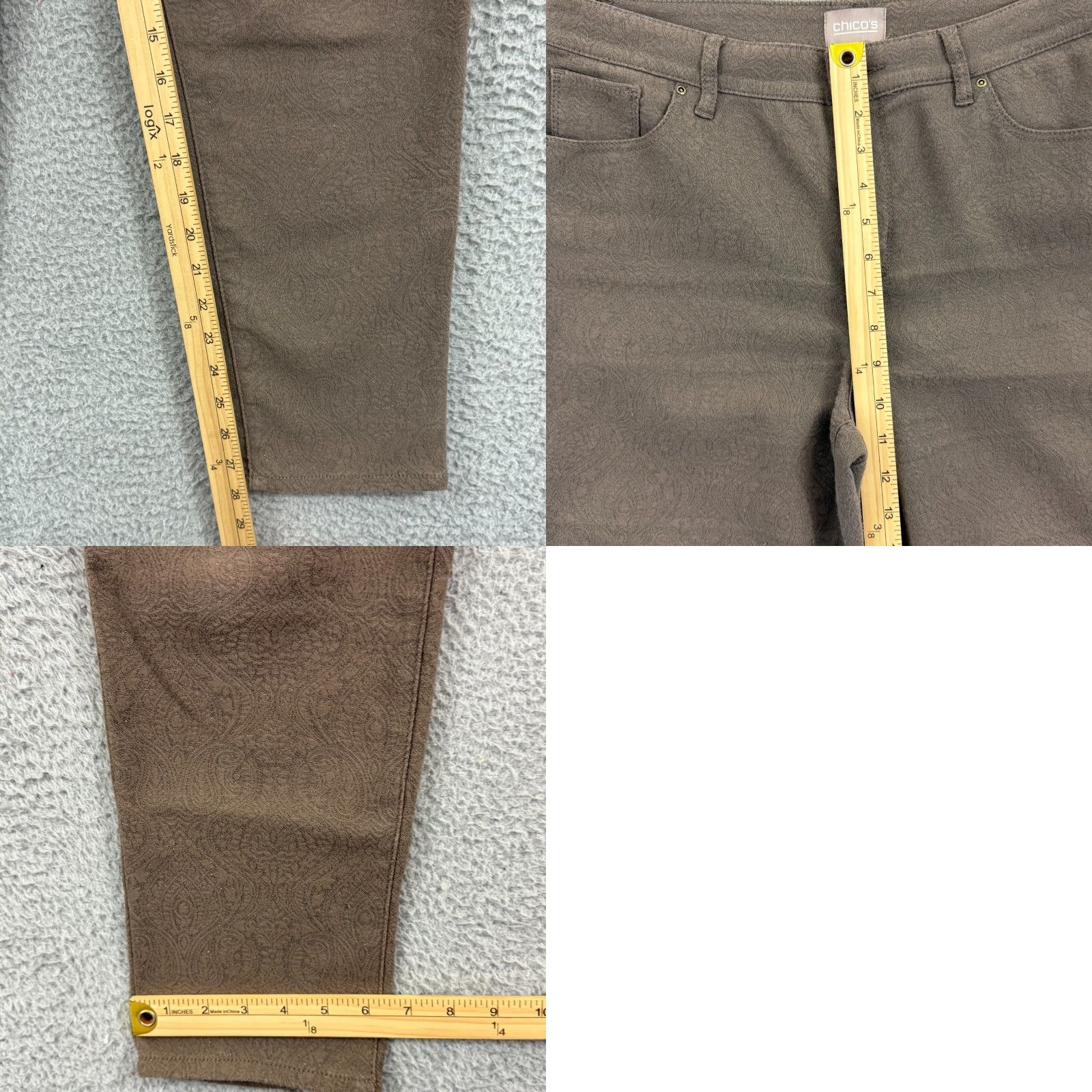 Vintage Chicos Pants Womens 1 Brown Ankle Button Trouser 32x28 Casual Stretch Career Size 25" / US 0 / IT 36 - 9 Thumbnail