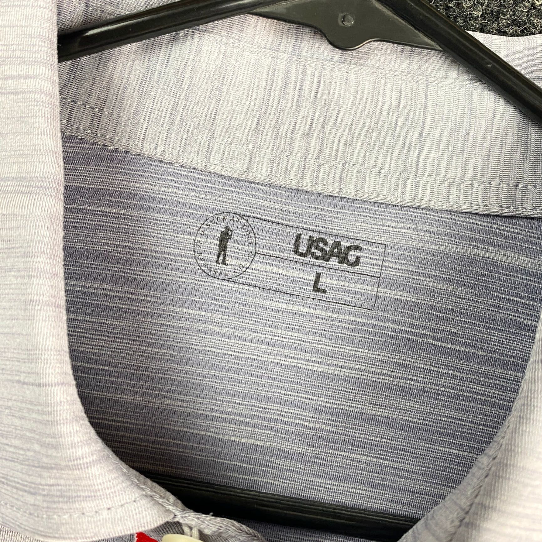 Vintage VINTAGE? Wait no - The item is not vintage per specs. So: USAG Polo Shirt Men L Gray Red White USA Embroidered Logo Golf Shirt Short Sleeve Activewear Size US L / EU 52-54 / 3 - 4 Thumbnail