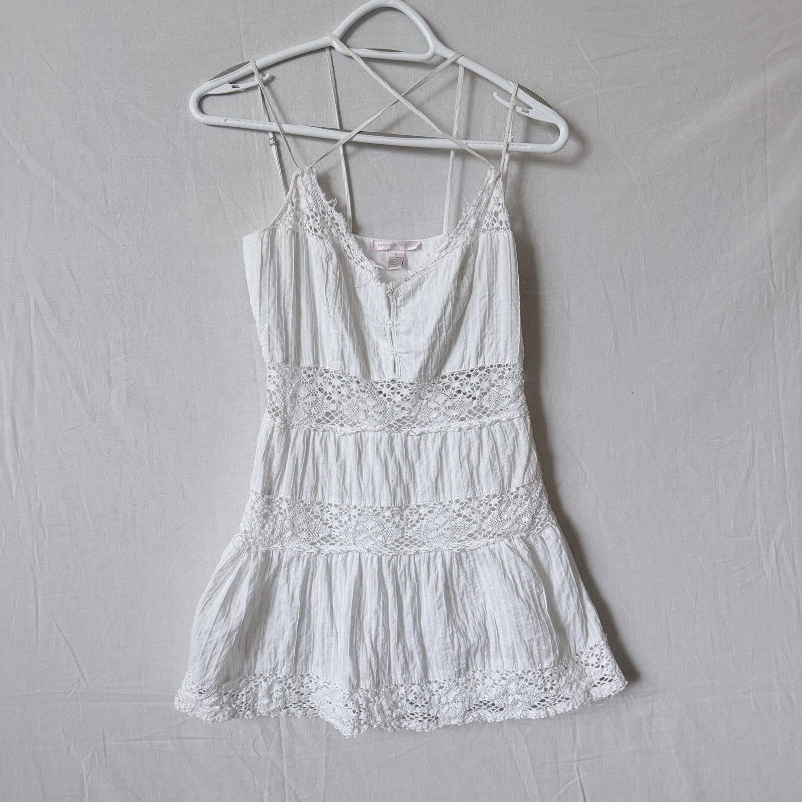 Rebecca Taylor Rebecca Taylor White Crochet Trim Textured Cotton Babydoll Size S / US 4 / IT 40 - 2 Thumbnail