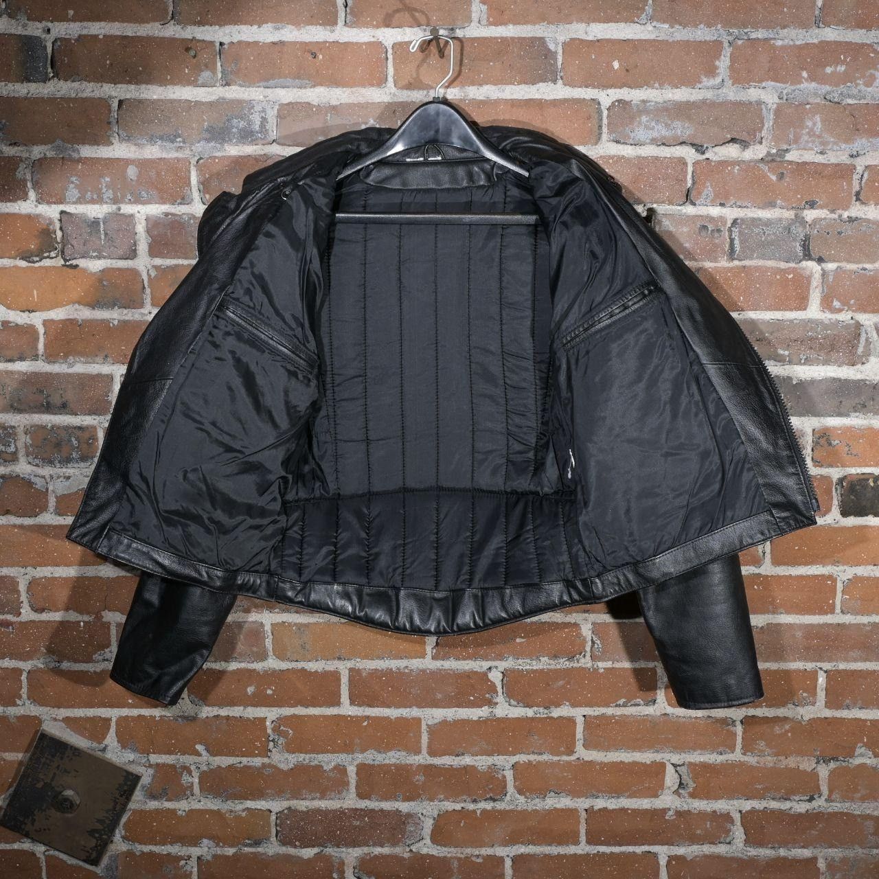Vintage Vintage 80s Black Leather Moto Jacket Padded Quilt Lined Caf Size US S / EU 44-46 / 1 - 5 Thumbnail