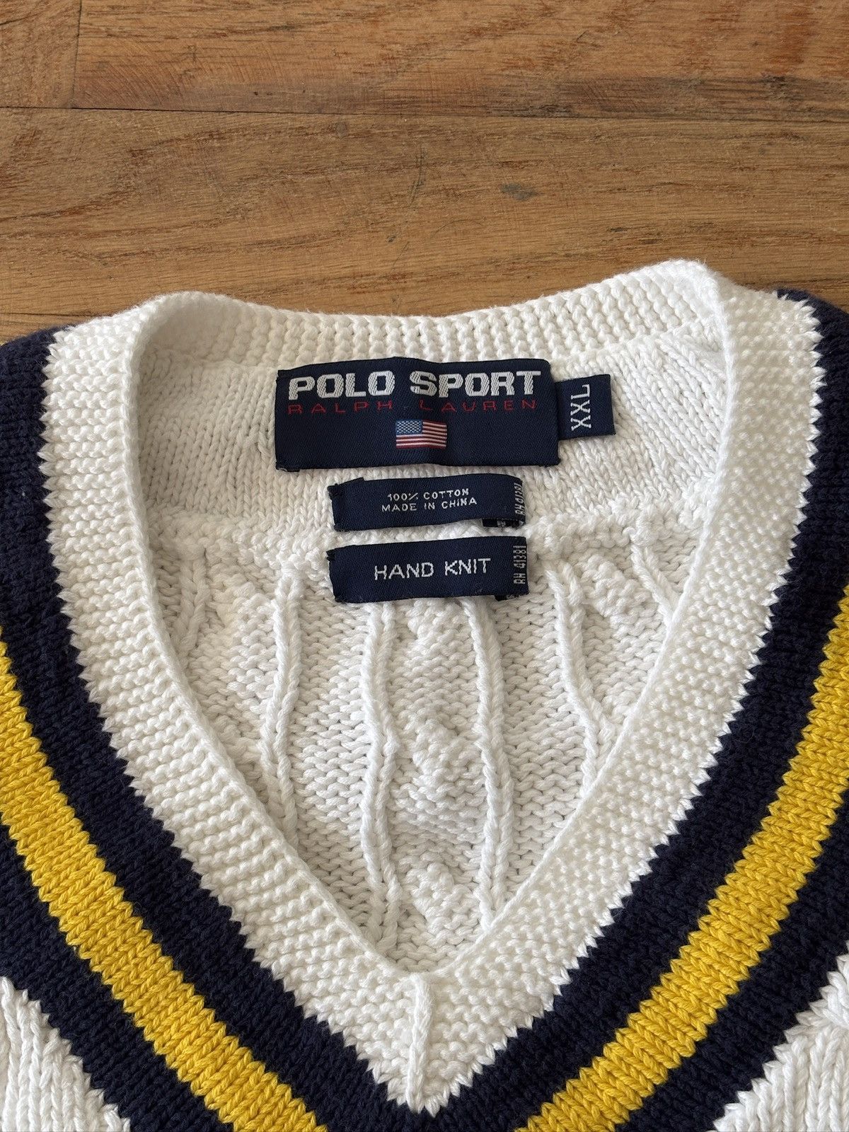 Ralph Lauren Polo Sport Ralph Lauren Tennis Cable Knit Cricket Sweater Size US XL / EU 56 / 4 - 4 Thumbnail