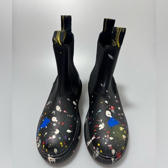 Lanvin Lanvin x Gallery Dept Arpege Ankle Boots Black Paint Splatte Size US 5 / EU 37 - 2 Thumbnail