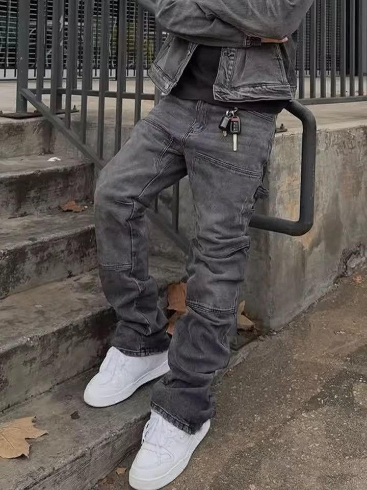 Jean Faded Black Stacked Carpenter Denim - Flare / Zip Hem Size US 30 / EU 46 - 1 Thumbnail