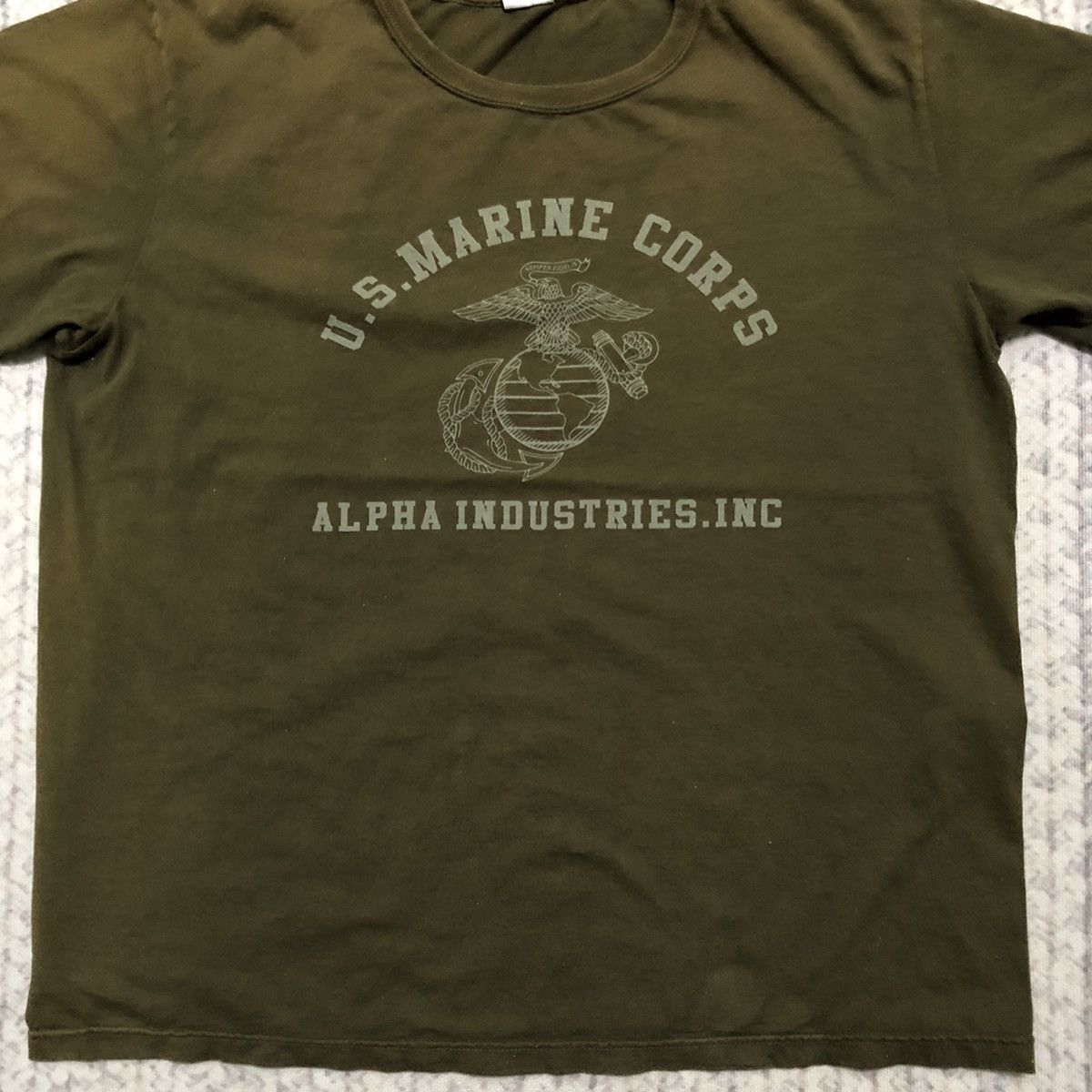 Alpha Industries × Army Of Me × Vintage Rare Sunfaded & Distressed Alpha Industries ‘US Marine’ Tees Size US XL / EU 56 / 4 - 4 Thumbnail