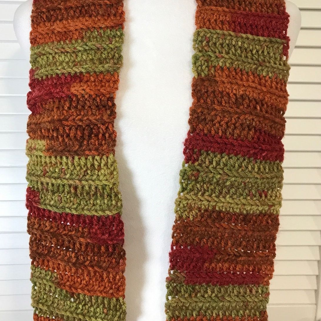 Handmade NWT Handmade Crocheted Brown Multicolor Beanie & Scarf 51” Size ONE SIZE - 4 Thumbnail