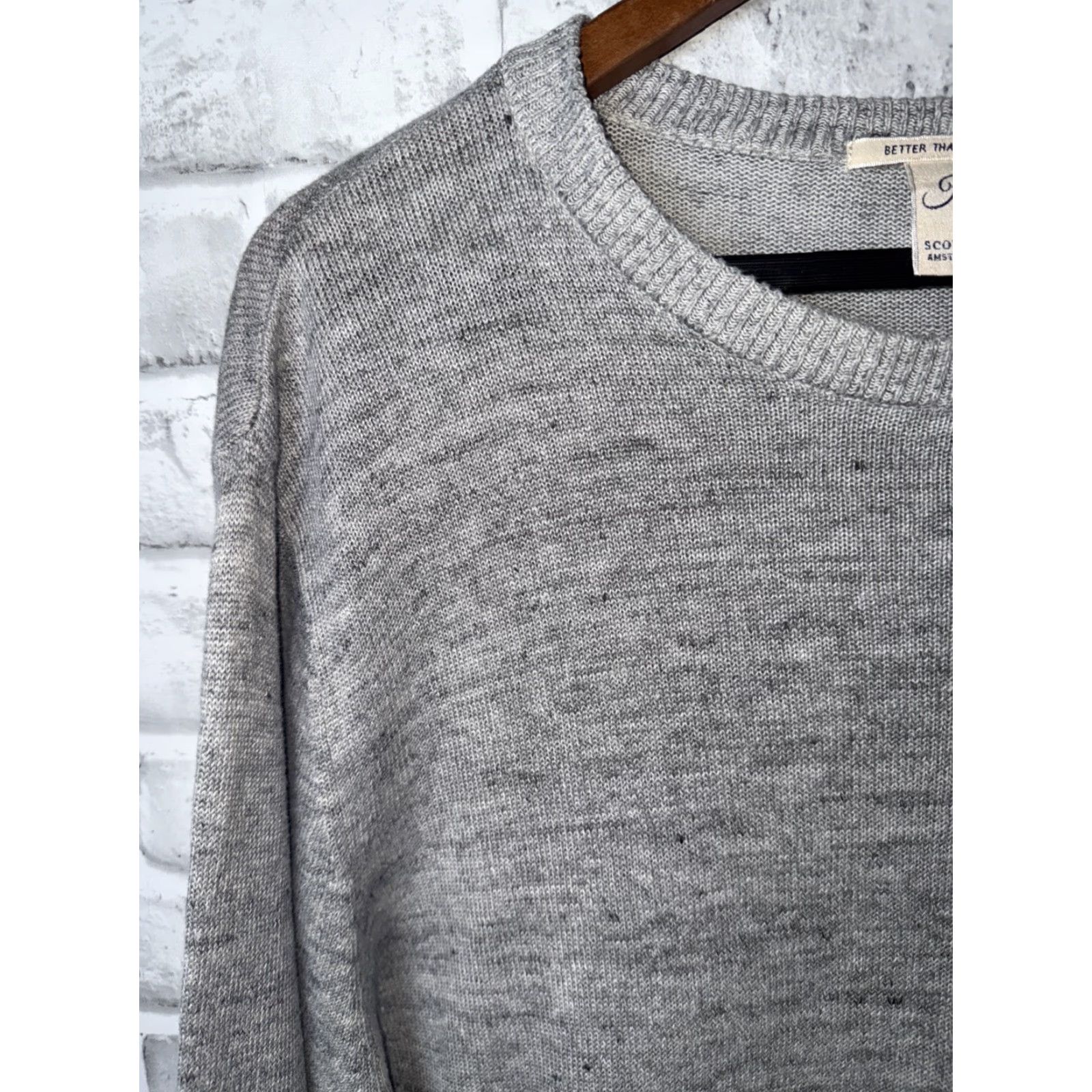 Scotch & Soda Scotch & Soda Home Alone Round Neck Pullover Sweater Mens L Gray Cotton Linen Knit Pullover Casual Fall Winter Regular Size US L / EU 52-54 / 3 - 6 Thumbnail