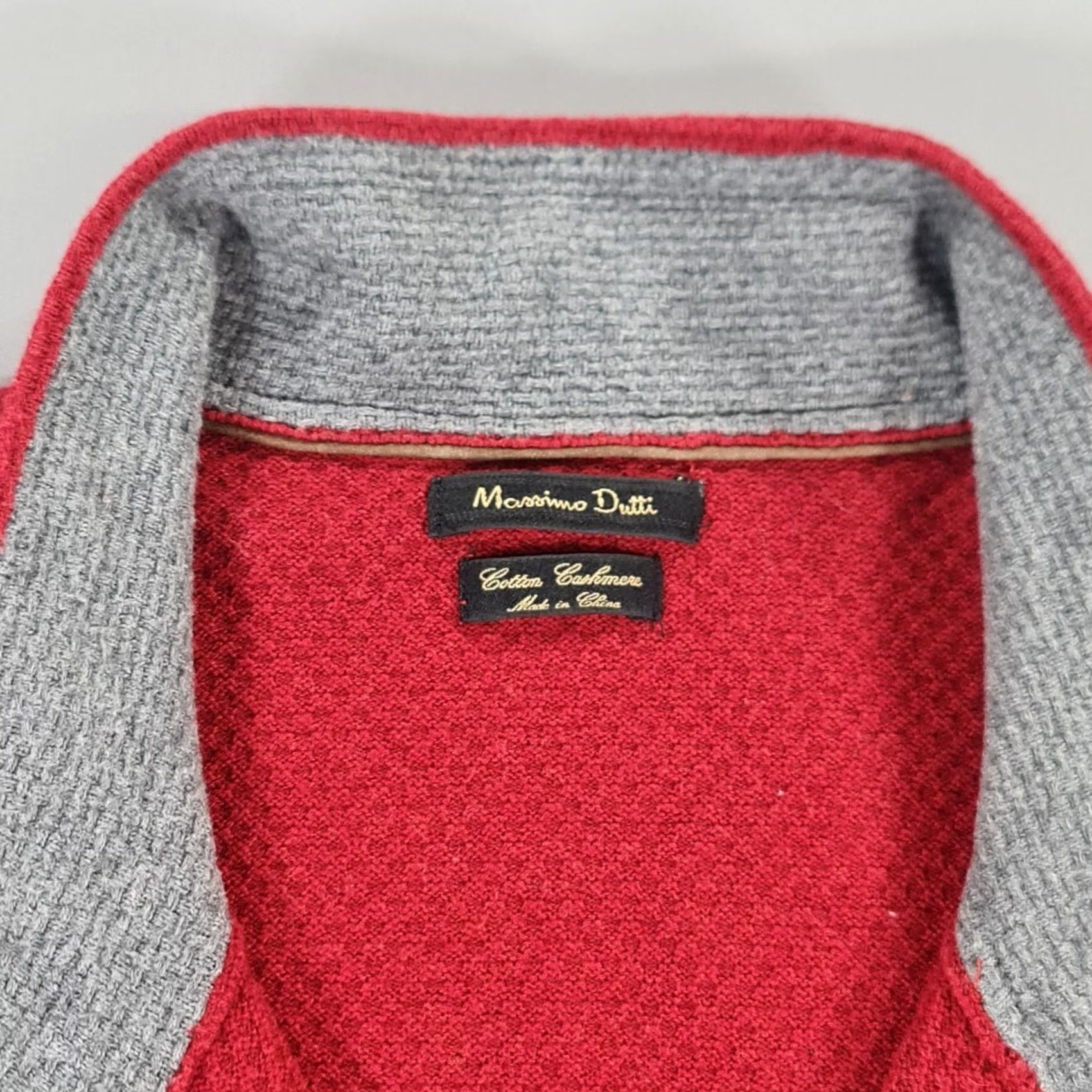 Massimo Dutti Massimo Dutti Jumper Mens XL Red Cotton Cashmere Mock Neck Long Sleeve Henley Knit Size US XL / EU 56 / 4 - 3 Thumbnail