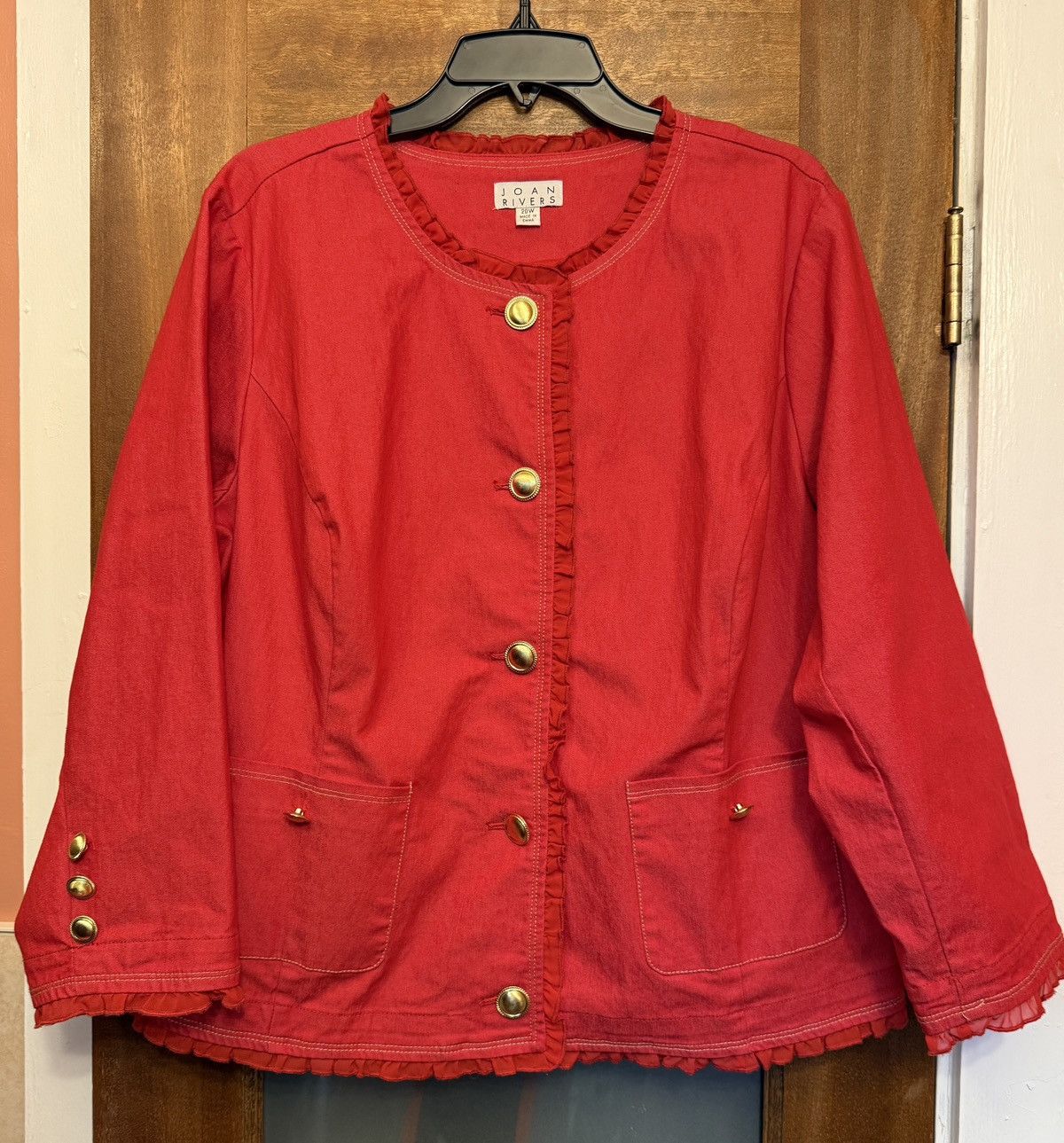 Joan Rivers Joan Rivers Vtg Red Power Blazer Novelty Buttons Trim Fabric Size 3XL / US 20-22 - 1 Thumbnail