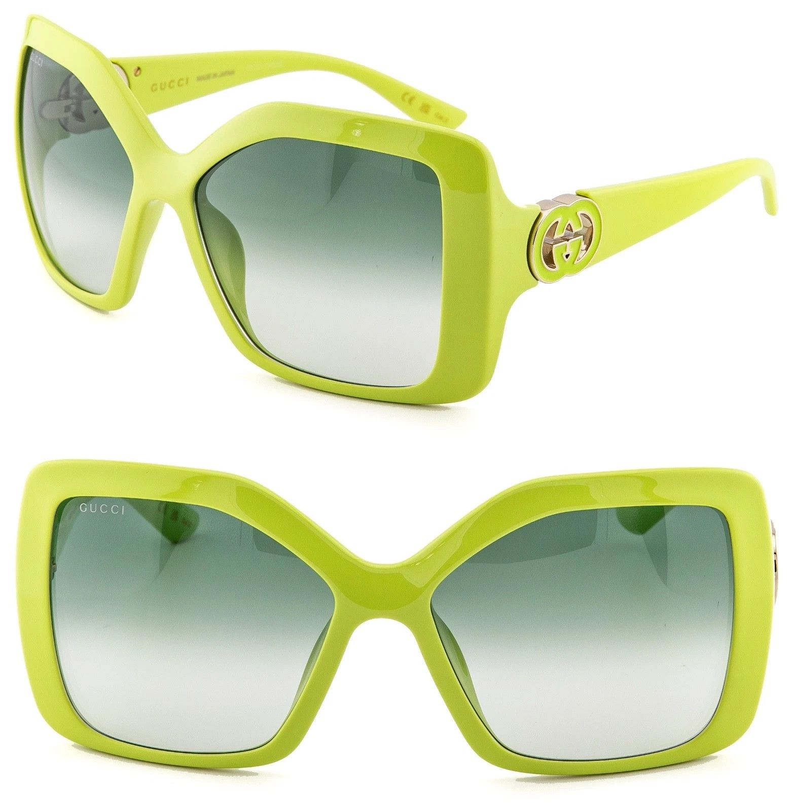 Gucci GUCCI GG2015S Lime Green 2015 Logo Oversized Sunglasses 004 Size ONE SIZE - 1 Thumbnail