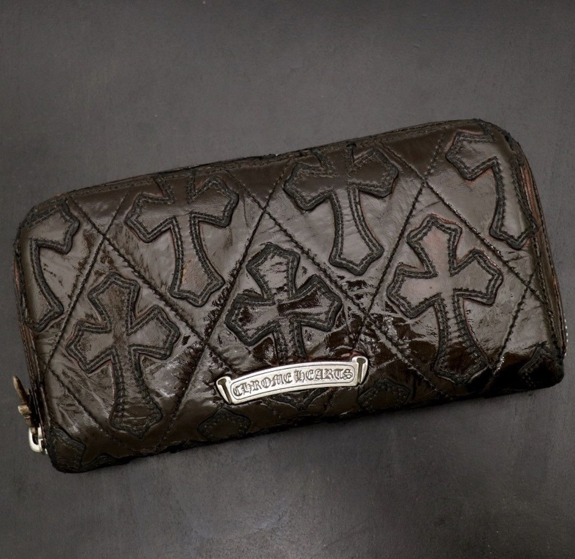 Chrome Hearts Chrome Hearts Patent leather cross patch ZIP QUILTED wallet Size ONE SIZE - 1 Thumbnail