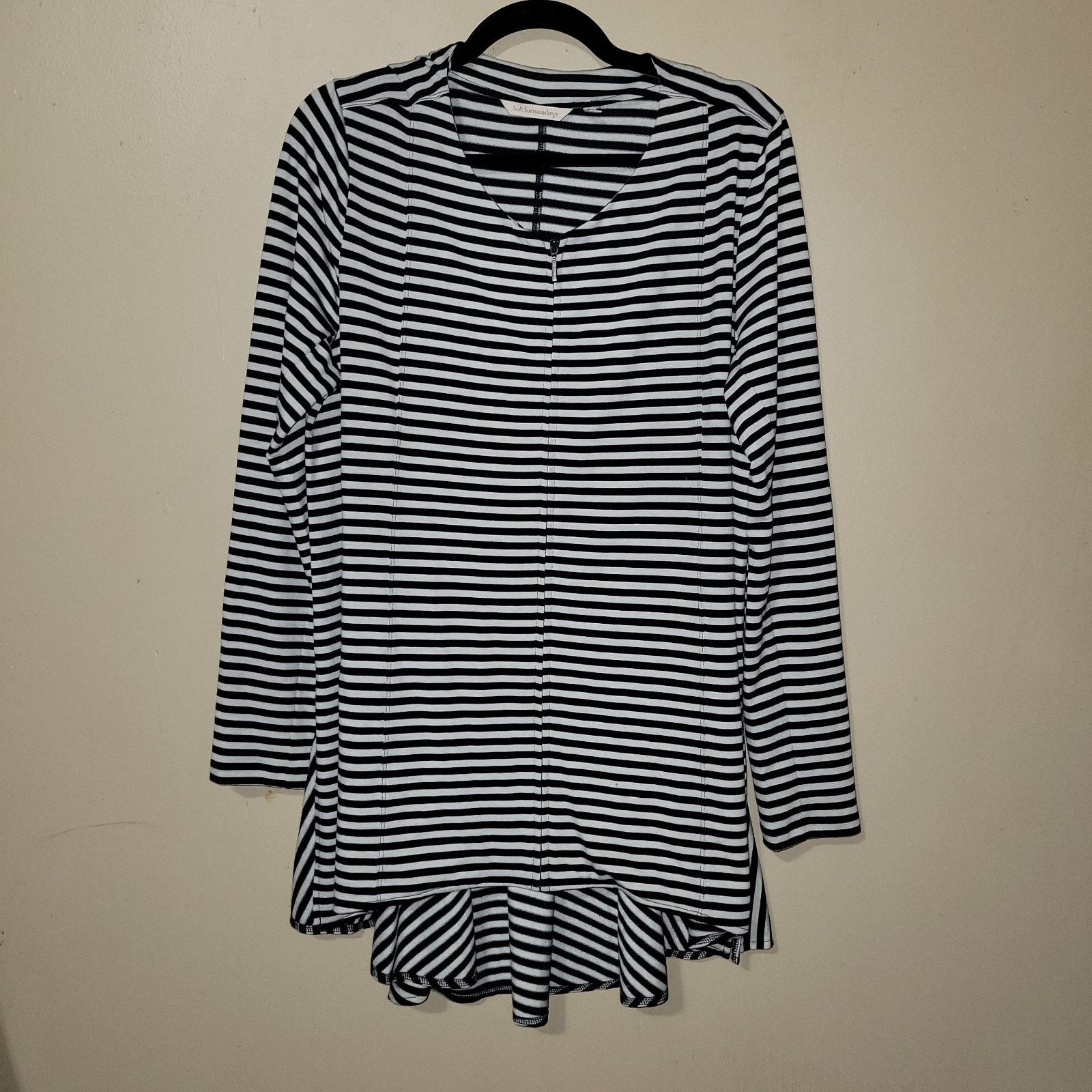 & Other Stories SOFT SURROUNDINGS Striped Zip Front Tunic Jacket - Size L Size L / US 10 / IT 46 - 1 Thumbnail