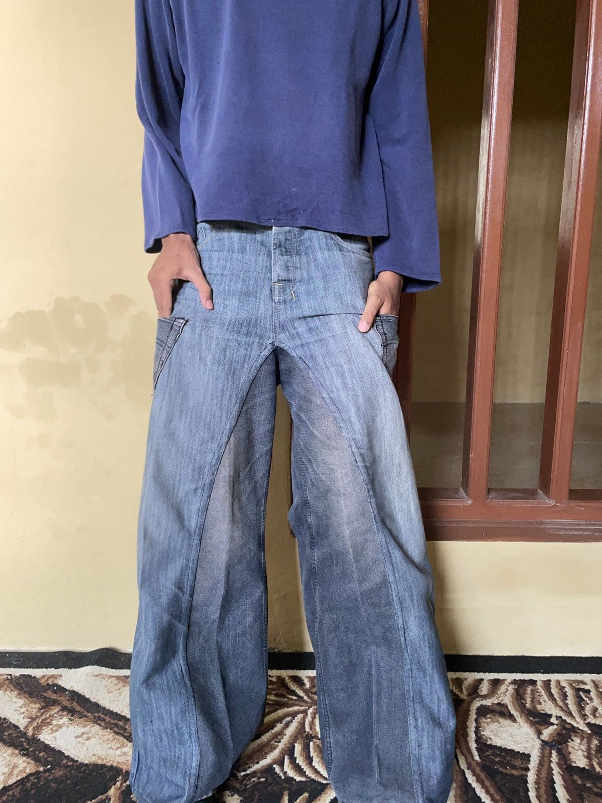 Other × Vintage Baggy wide leg reworked jeans Size US 33 - 4 Thumbnail