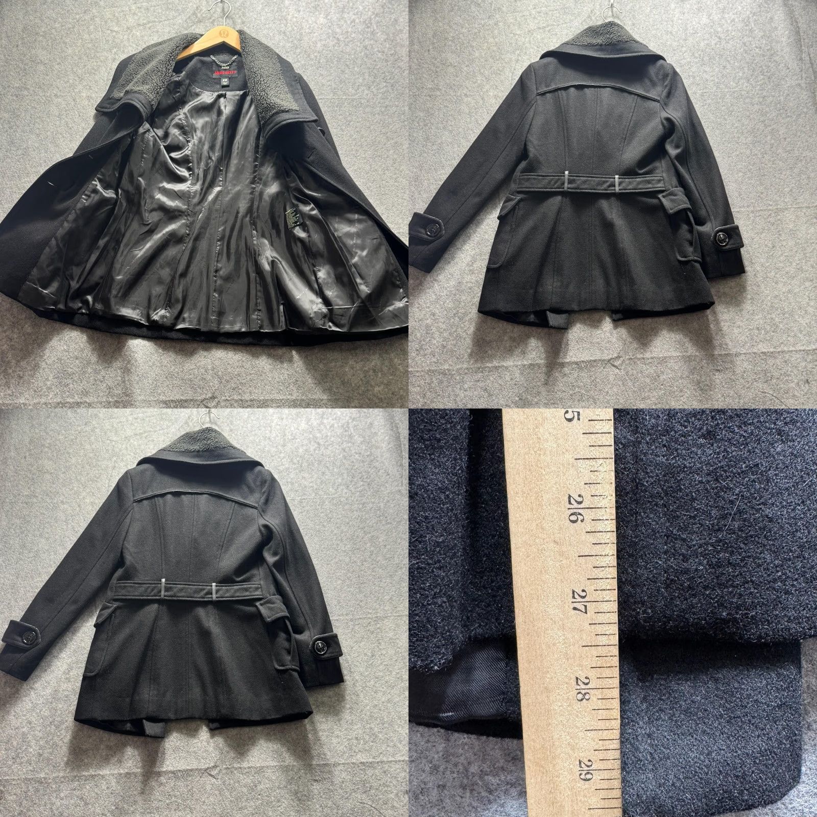 Miss Sixty Miss Sixty Coat Womens XS Black Wool Pea Coat Sherpa Collar Double Breasted Size XS / US 0-2 / IT 36-38 - 8 Thumbnail