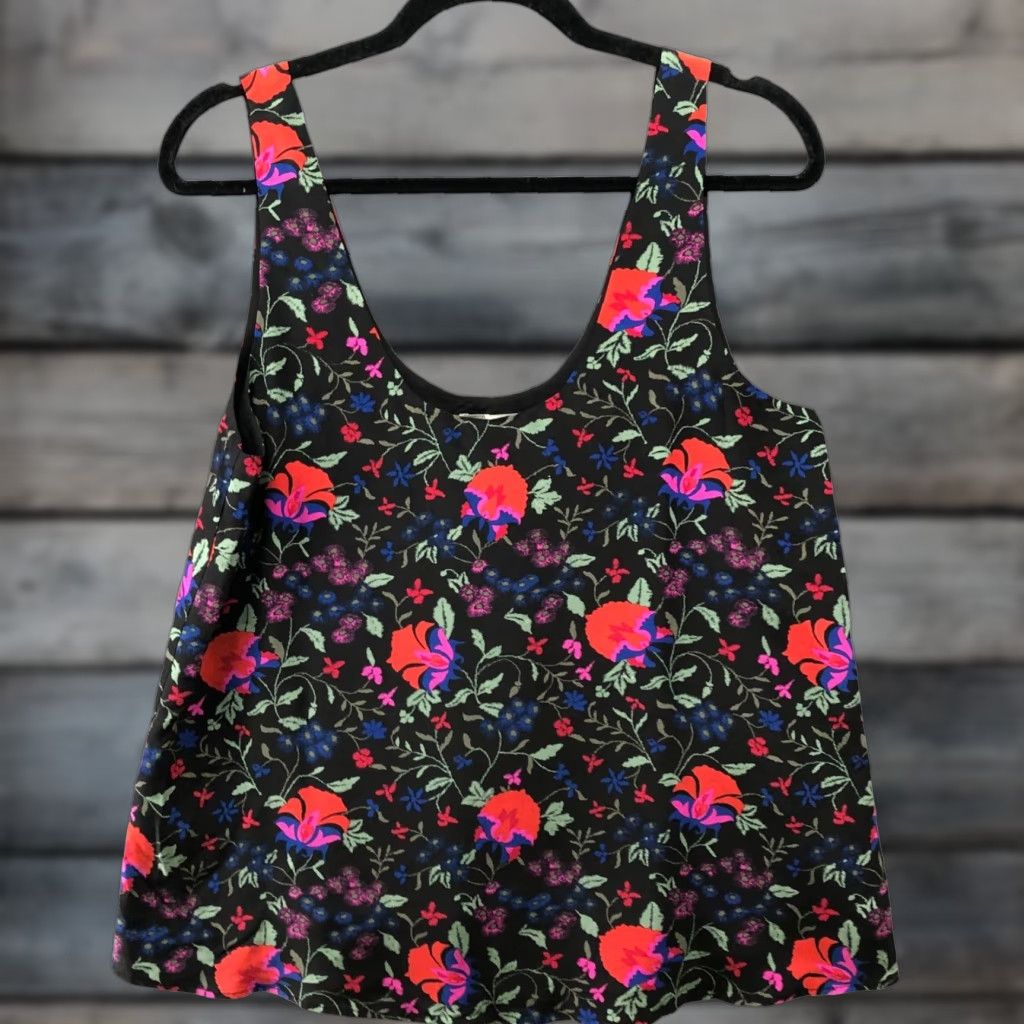 Joie Joie Silk Tank Top Womens S Black Floral Multicolor Scoop Neck Pink Size S / US 4 / IT 40 - 1 Thumbnail