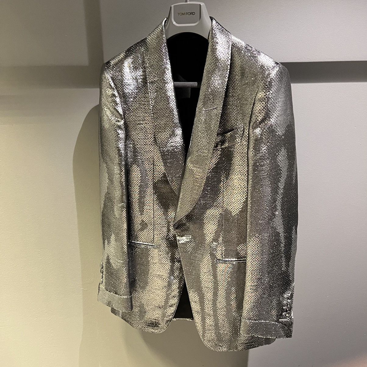 Image of Tom Ford Embellished Blazer In Small in Silver, Men's