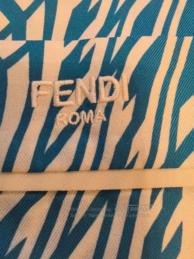 Fendi Fendi Blue and White Geometric Print Short Sleeve Shirt + Size XS / US 0-2 / IT 36-38 - 5 Thumbnail