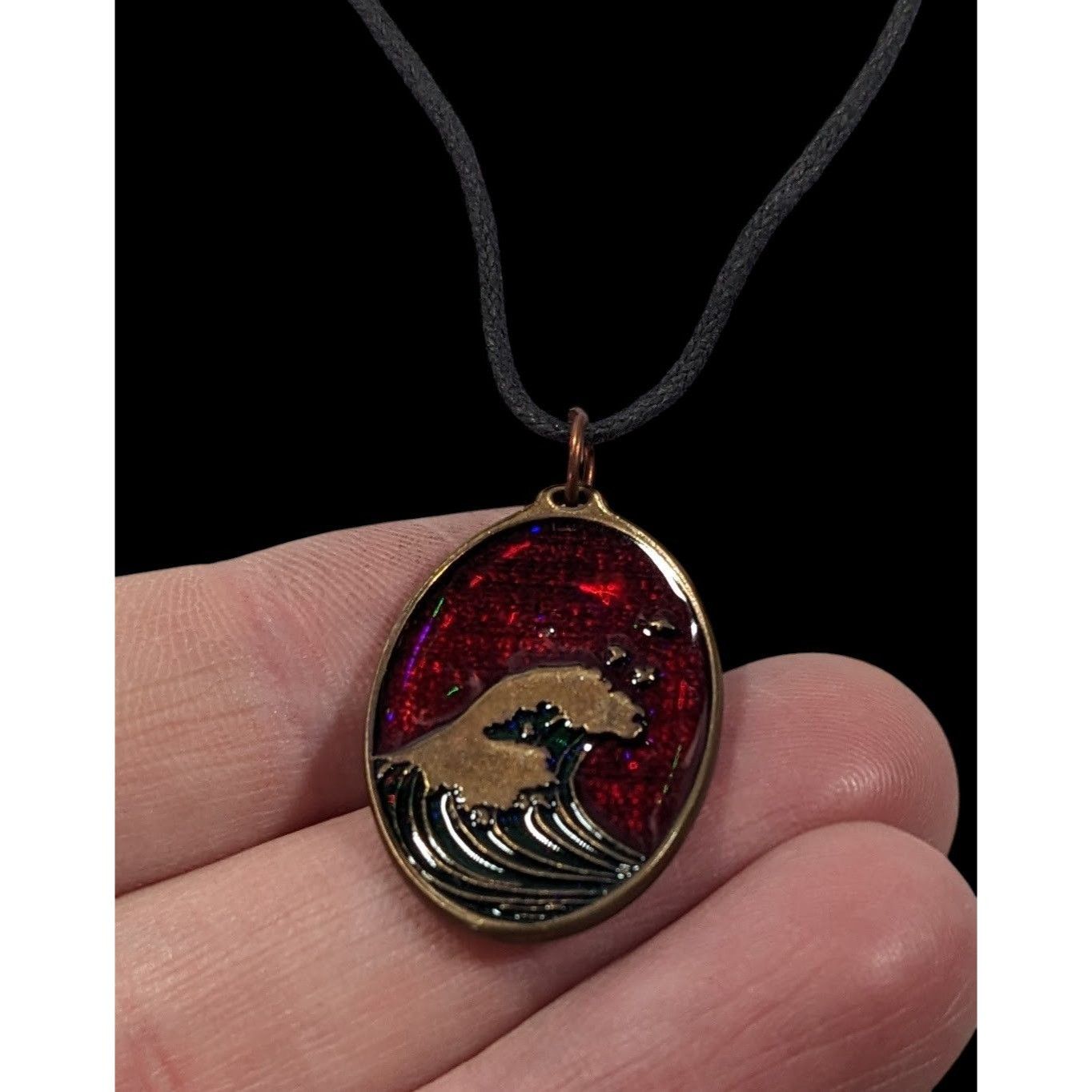 Other Peace Bronze 2010 Enamel Wave Pendant Necklace Size ONE SIZE - 2 Thumbnail