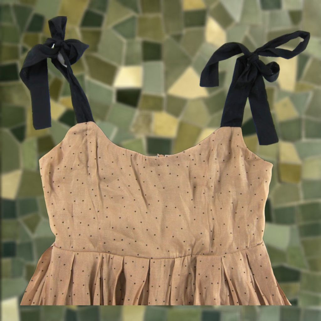 Vintage En Crème Jumpsuit Women L Polka Dot Pocket Wide-Leg Capri One-Piece Brown Black Size 36" / US 14 / IT 50 - 1 Thumbnail