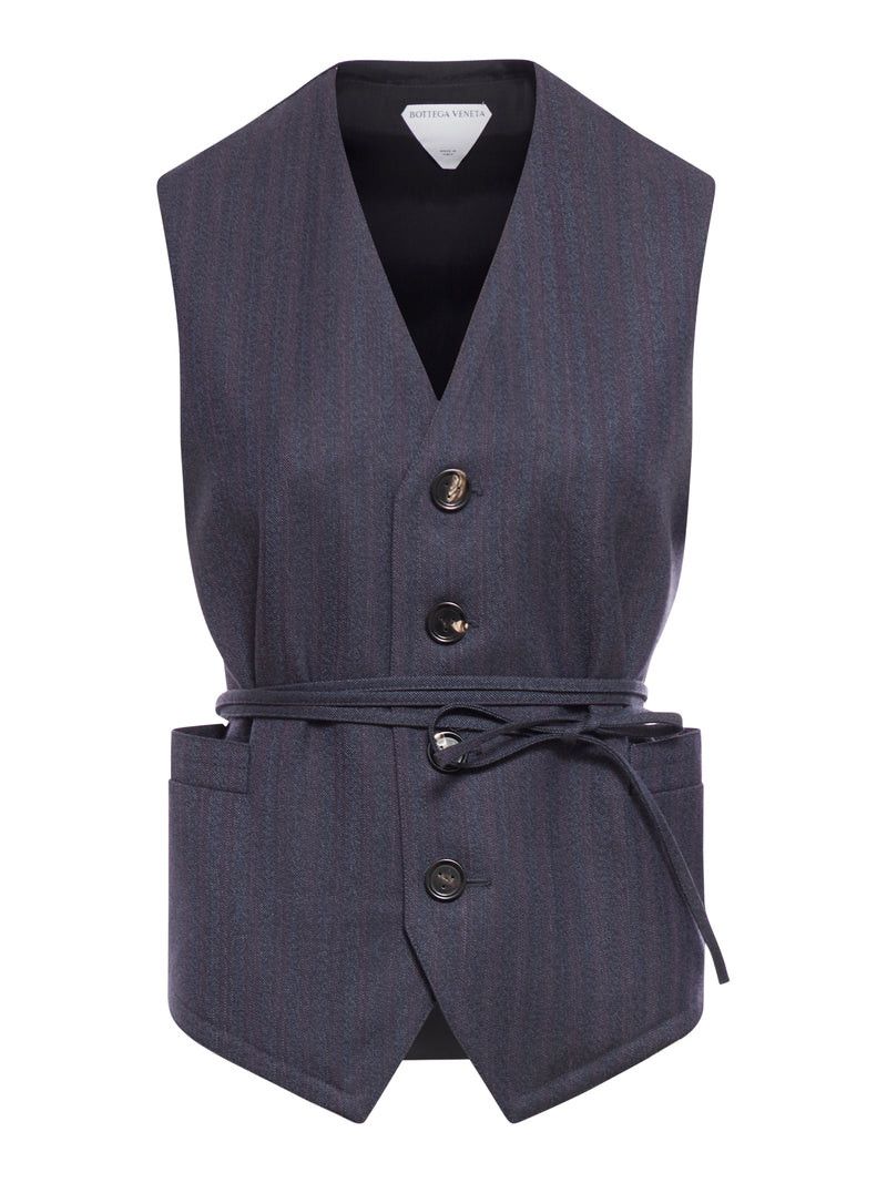 Bottega Veneta SUBTLE STRIPE WOOL GILET Size S / US 4 / IT 40 - 1 Thumbnail