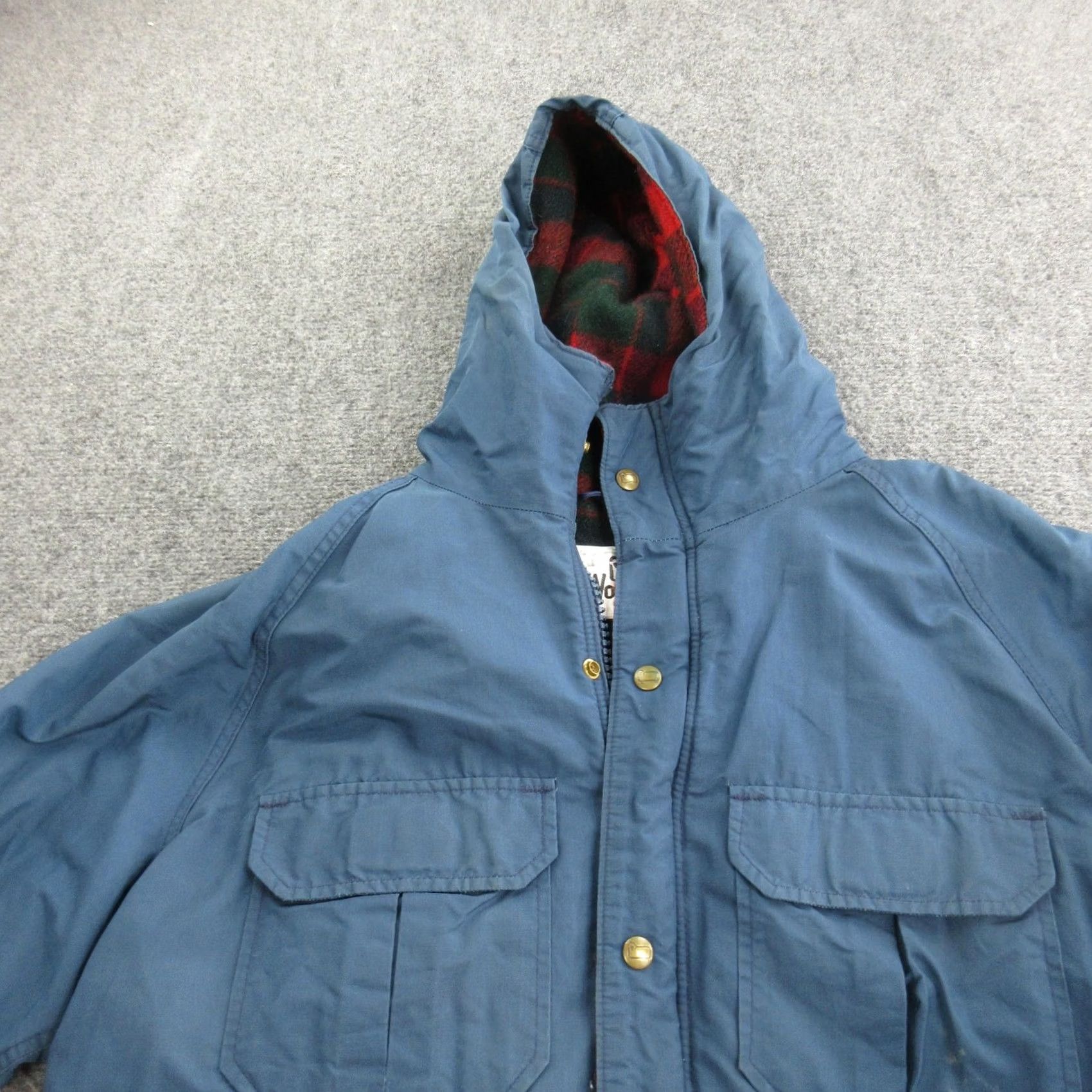 Vintage Woolrich Jacket Mens Large Blue Canvas Parka Wool Lined Hooded Outdoor Size US L / EU 52-54 / 3 - 5 Thumbnail